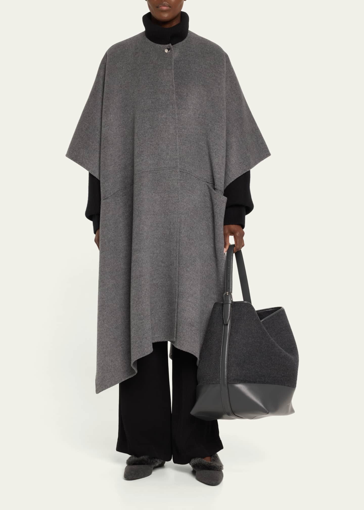 Toteme Belted Wool & Leather Tote Bag - Bergdorf Goodman