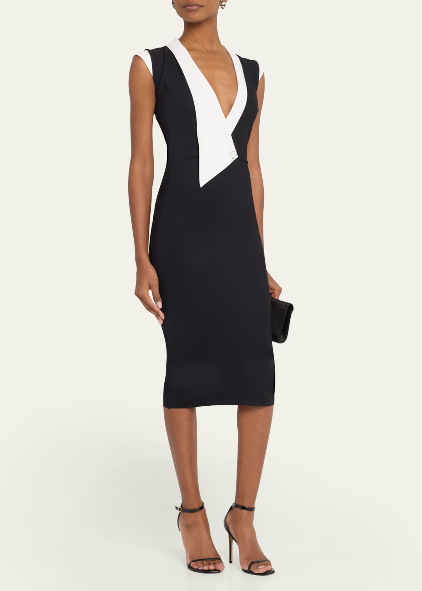 Chiara Boni La Petite Robe Sorai Deep V-Neck Sheath Dress Image 4 of 5