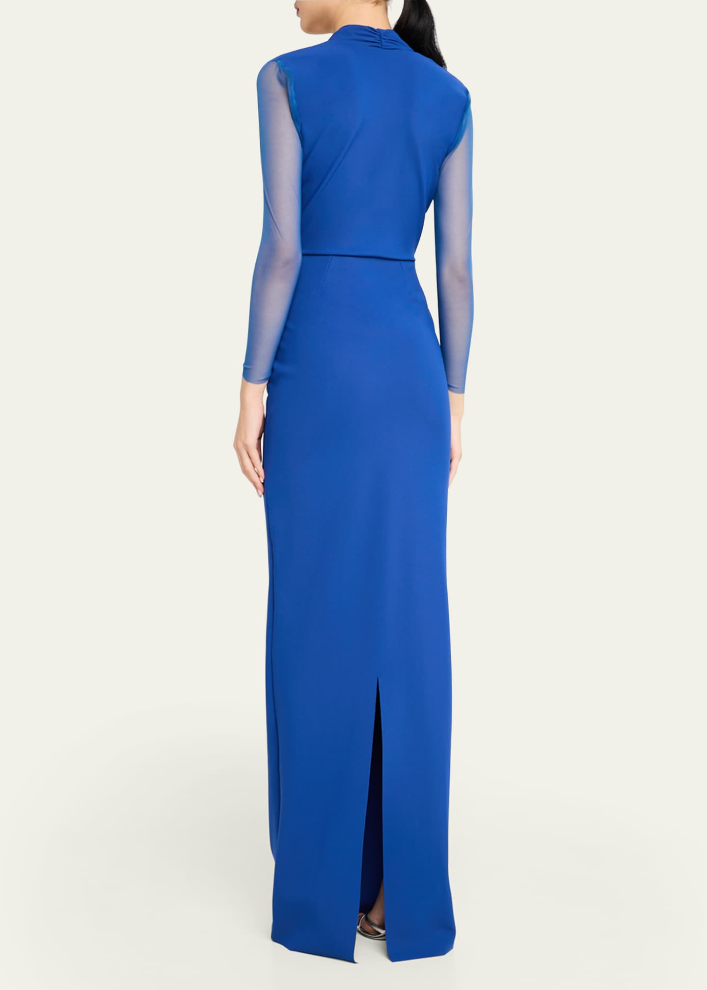 Lalia Twist-Front Illusion Column Gown