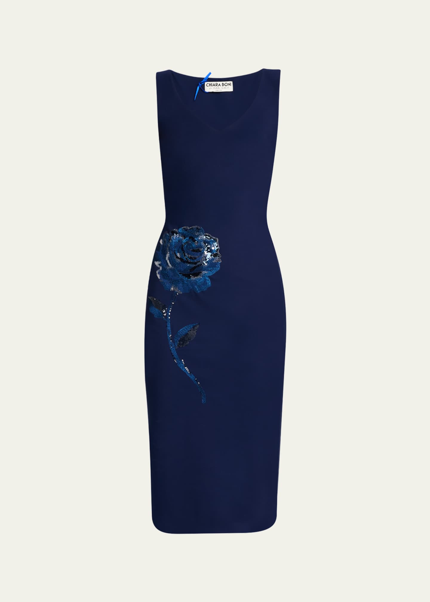 Chiara Boni La Petite Robe Italica Floral-Embroidered Midi Sheath Dress Image 1 of 5