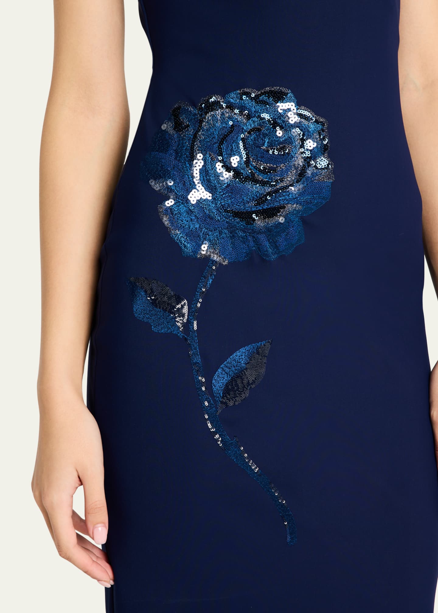 Chiara Boni La Petite Robe Italica Floral-Embroidered Midi Sheath Dress Image 5 of 5