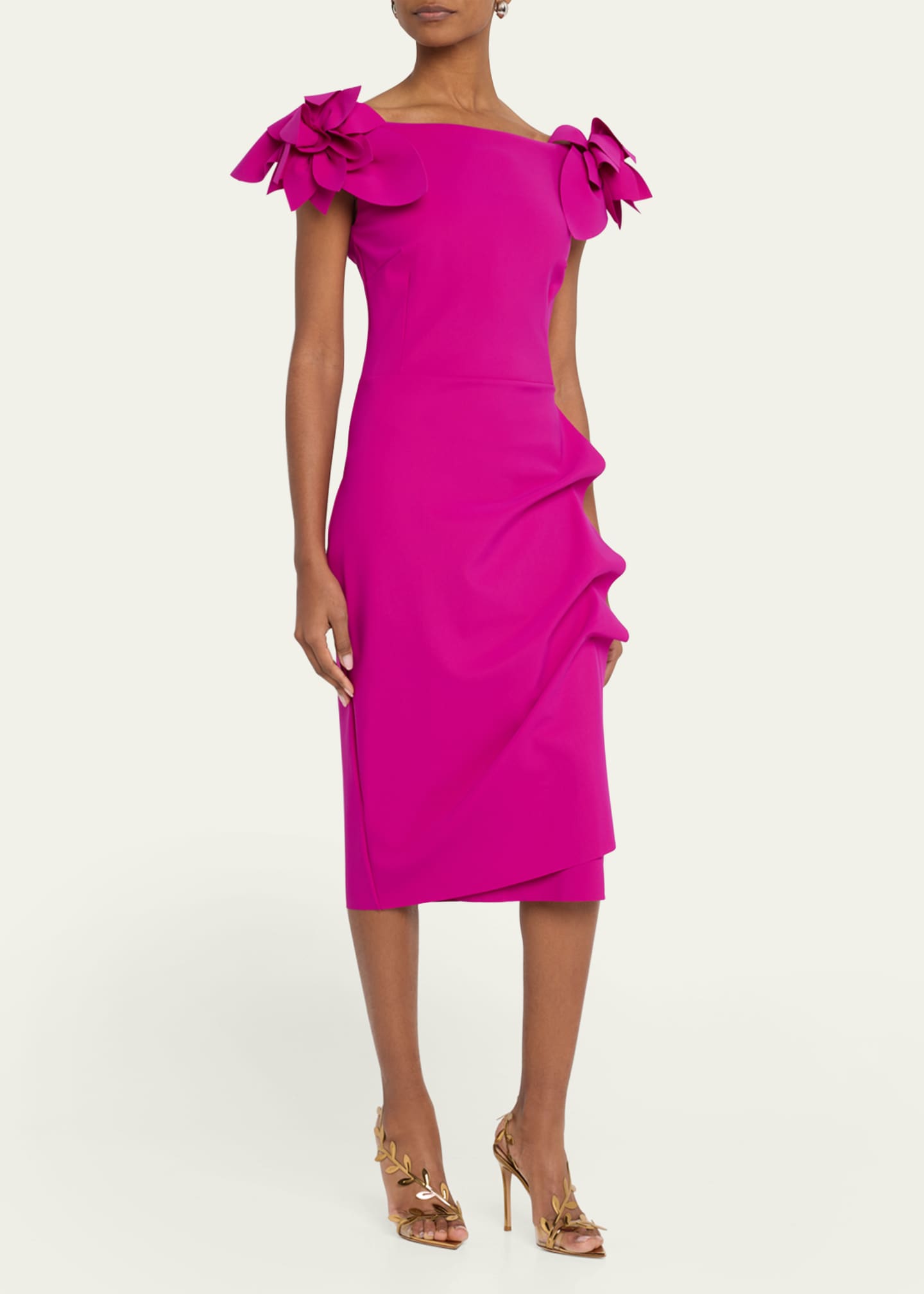 Chiara Boni La Petite Robe Gosiana Off-Shoulder Ruffle Midi Sheath Dress Image 4 of 5