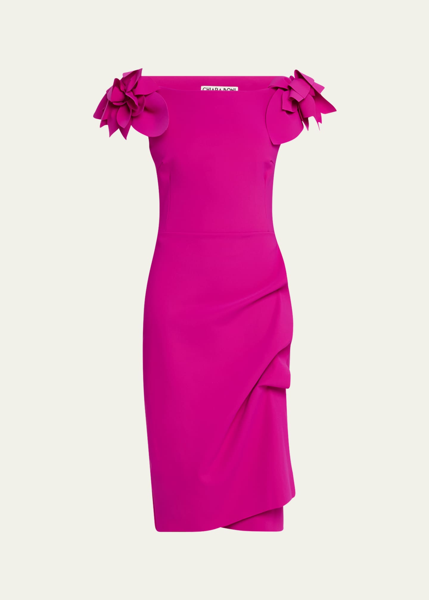 Chiara Boni La Petite Robe Gosiana Off-Shoulder Ruffle Midi Sheath Dress Image 1 of 5