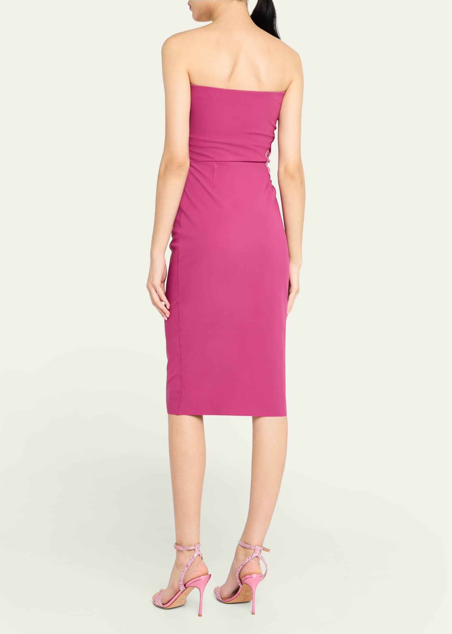 Chiara Boni La Petite Robe Itala Strapless Floral-Embroidered Midi Dress Image 3 of 5