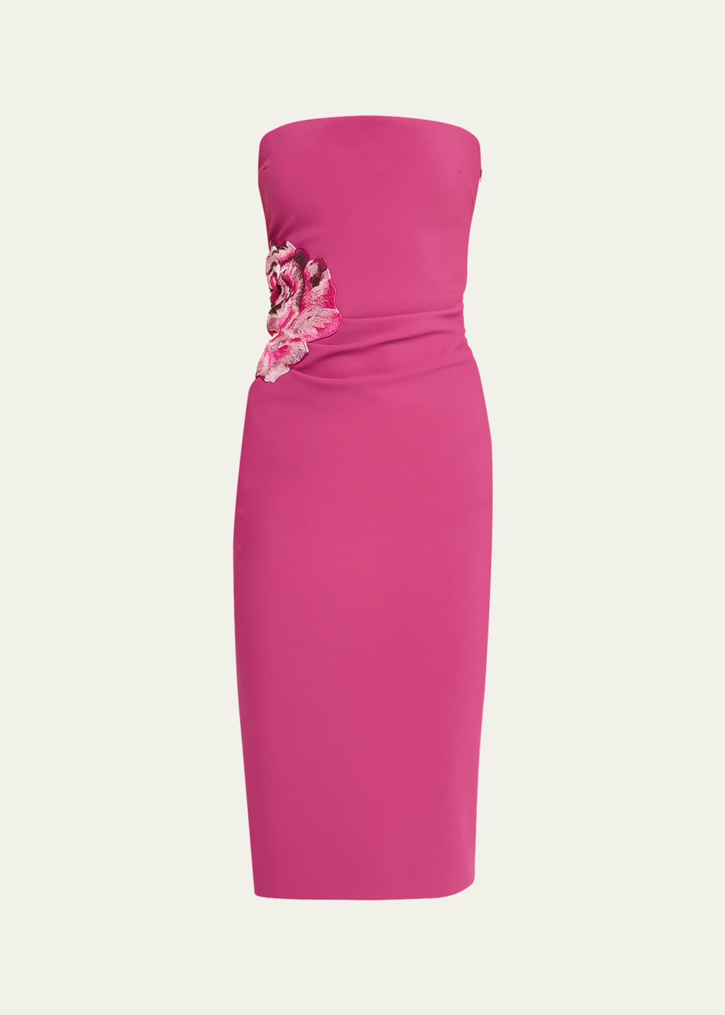 Chiara Boni La Petite Robe Itala Strapless Floral-Embroidered Midi Dress Image 1 of 5
