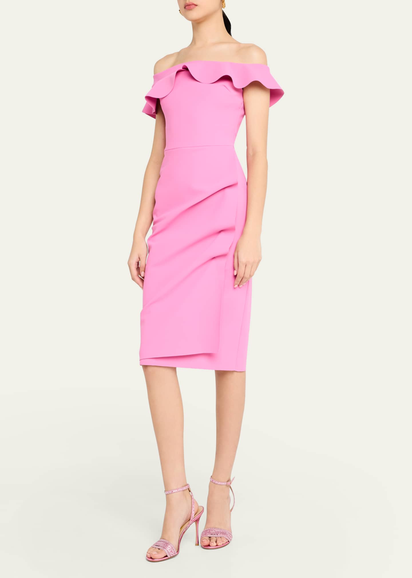 Nidandre Off-Shoulder Ruffle Midi Dress - Thumbnail 2
