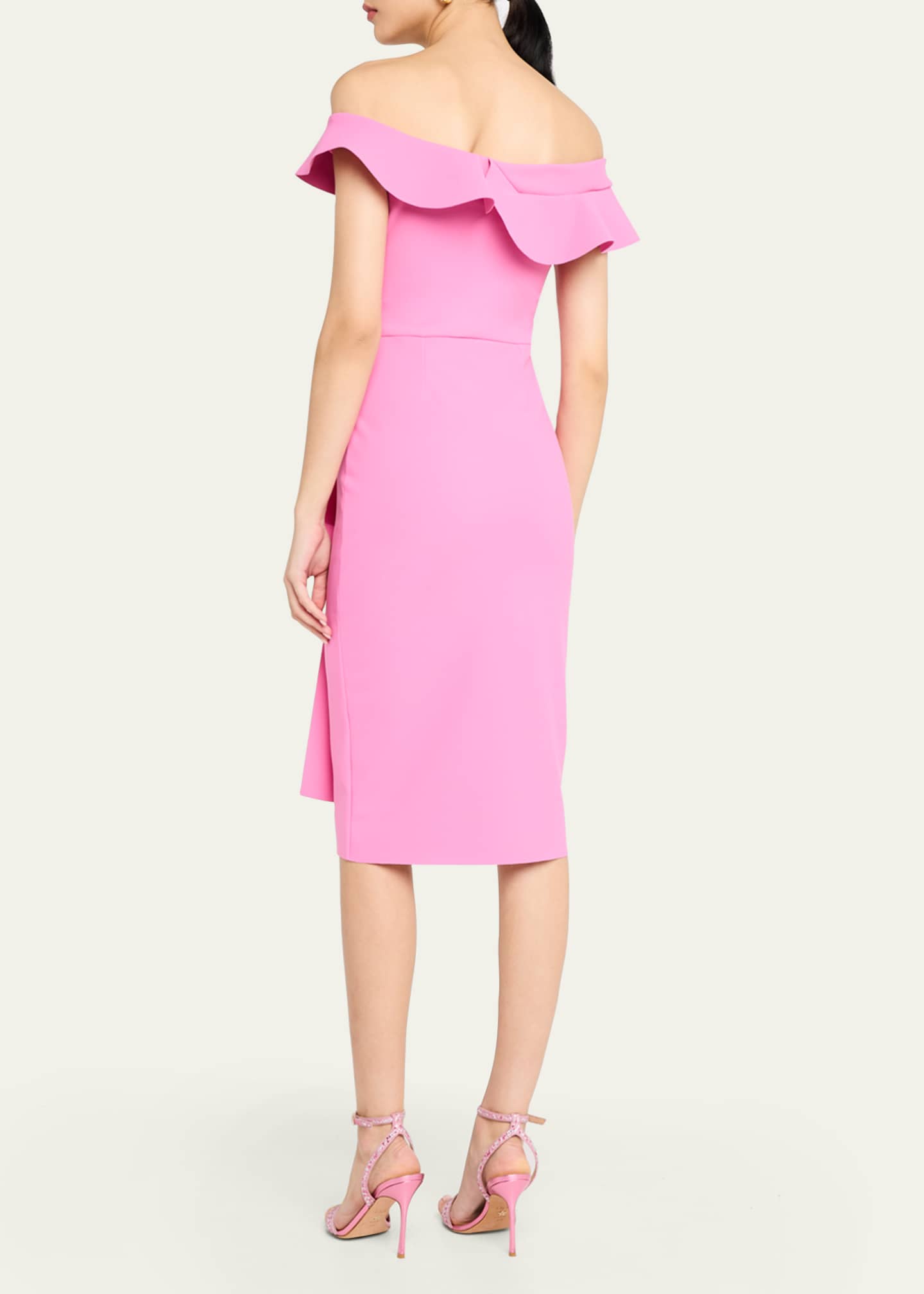 Nidandre Off-Shoulder Ruffle Midi Dress - Thumbnail 3