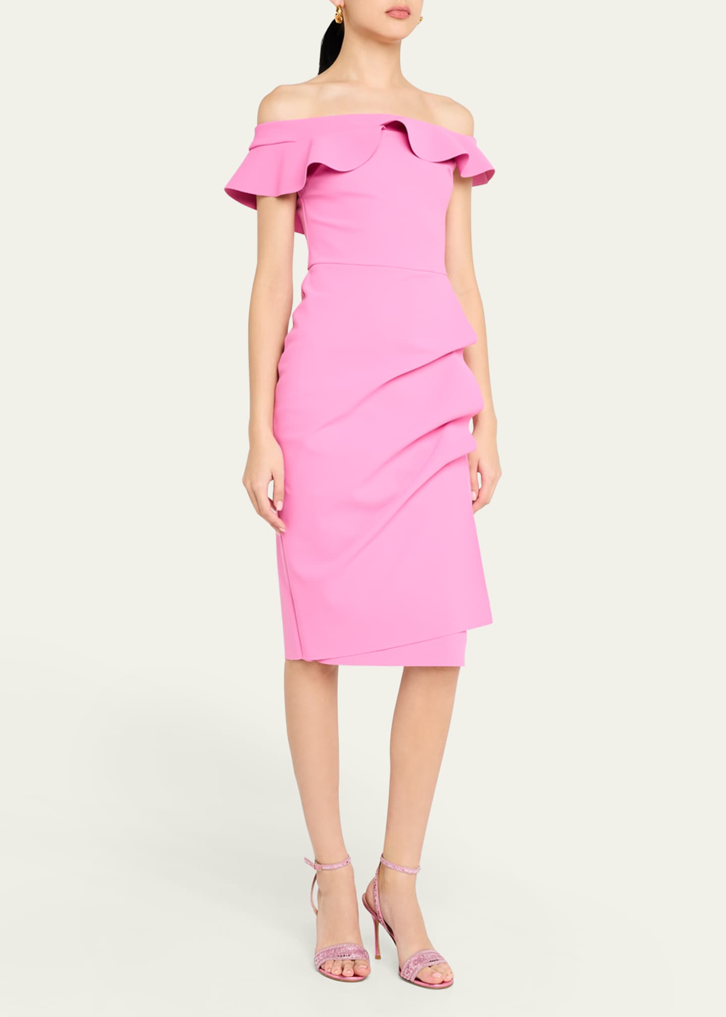 Nidandre Off-Shoulder Ruffle Midi Dress - Thumbnail 4