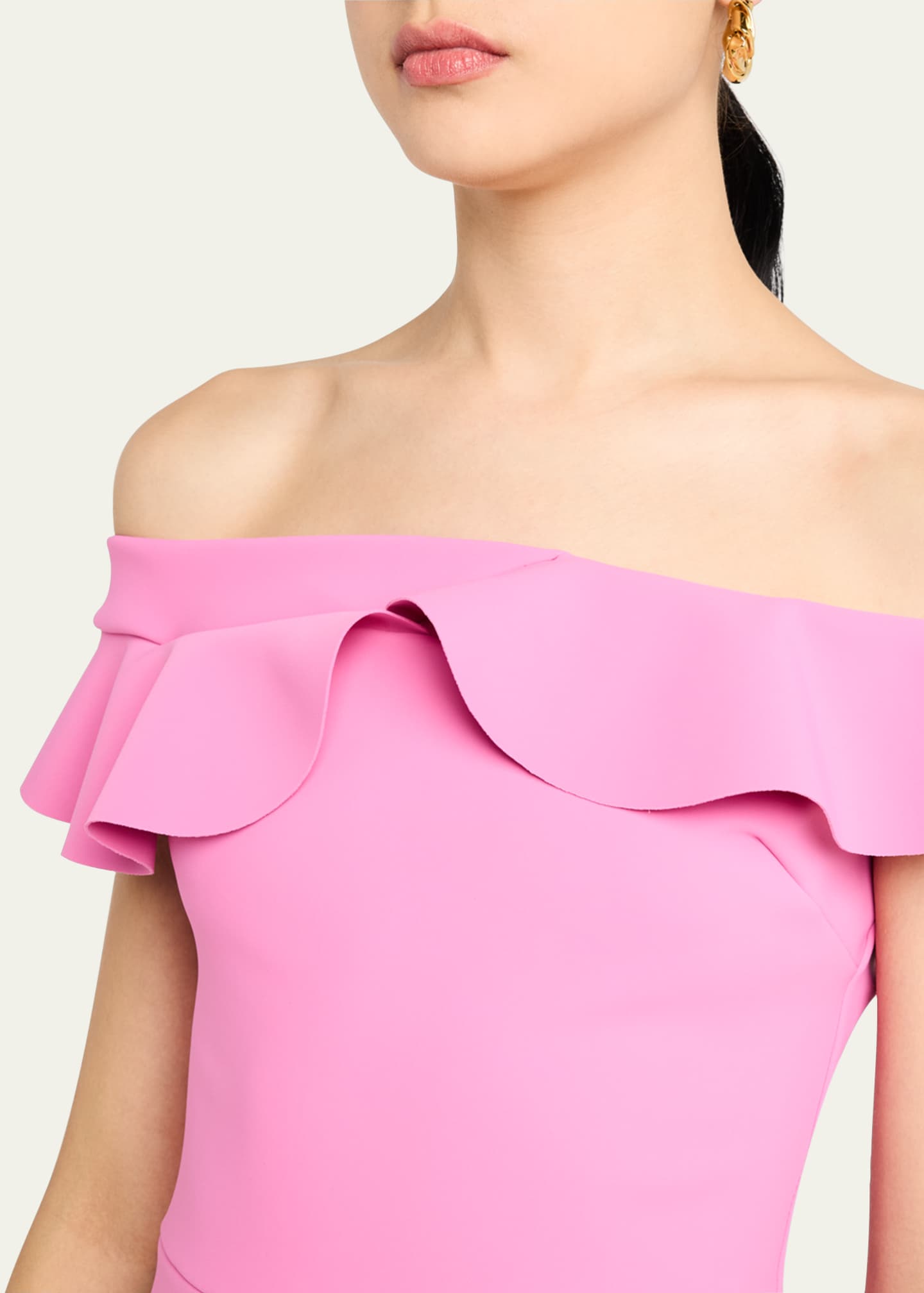 Nidandre Off-Shoulder Ruffle Midi Dress - Thumbnail 5