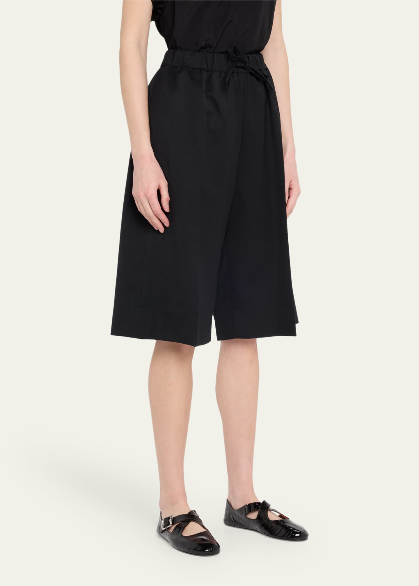 Simone Rocha Wide Leg Elasticated Long Wool Shorts Image 4 of 5