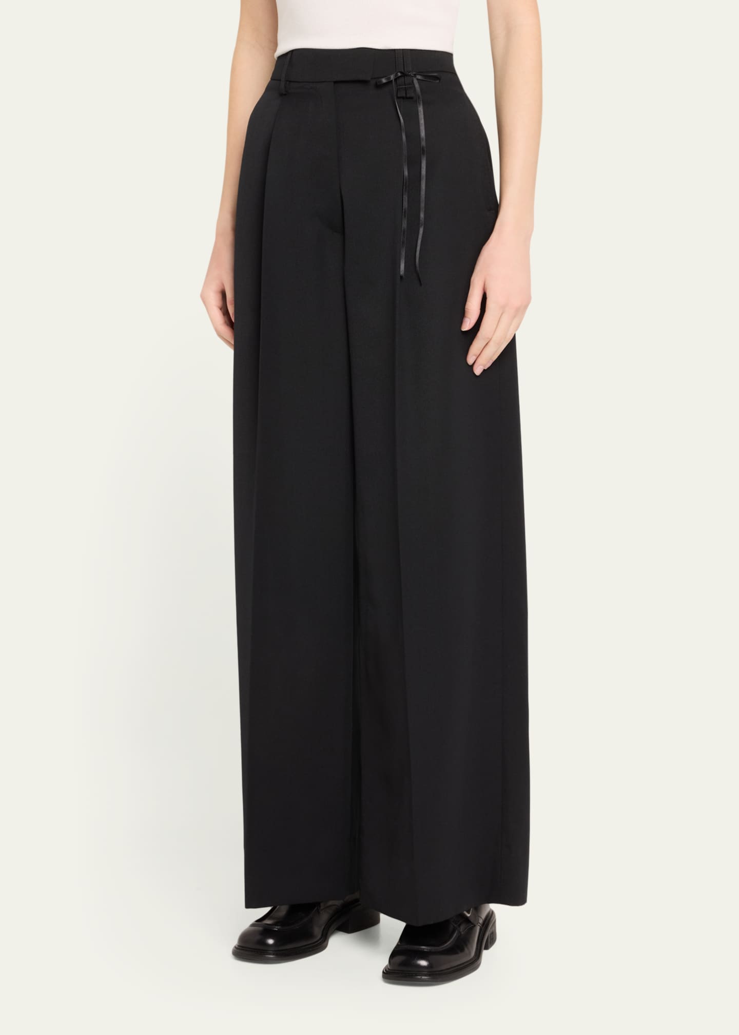 Simone Rocha Pleated Wide Leg Puddle Wool Trousers Image 4 of 5