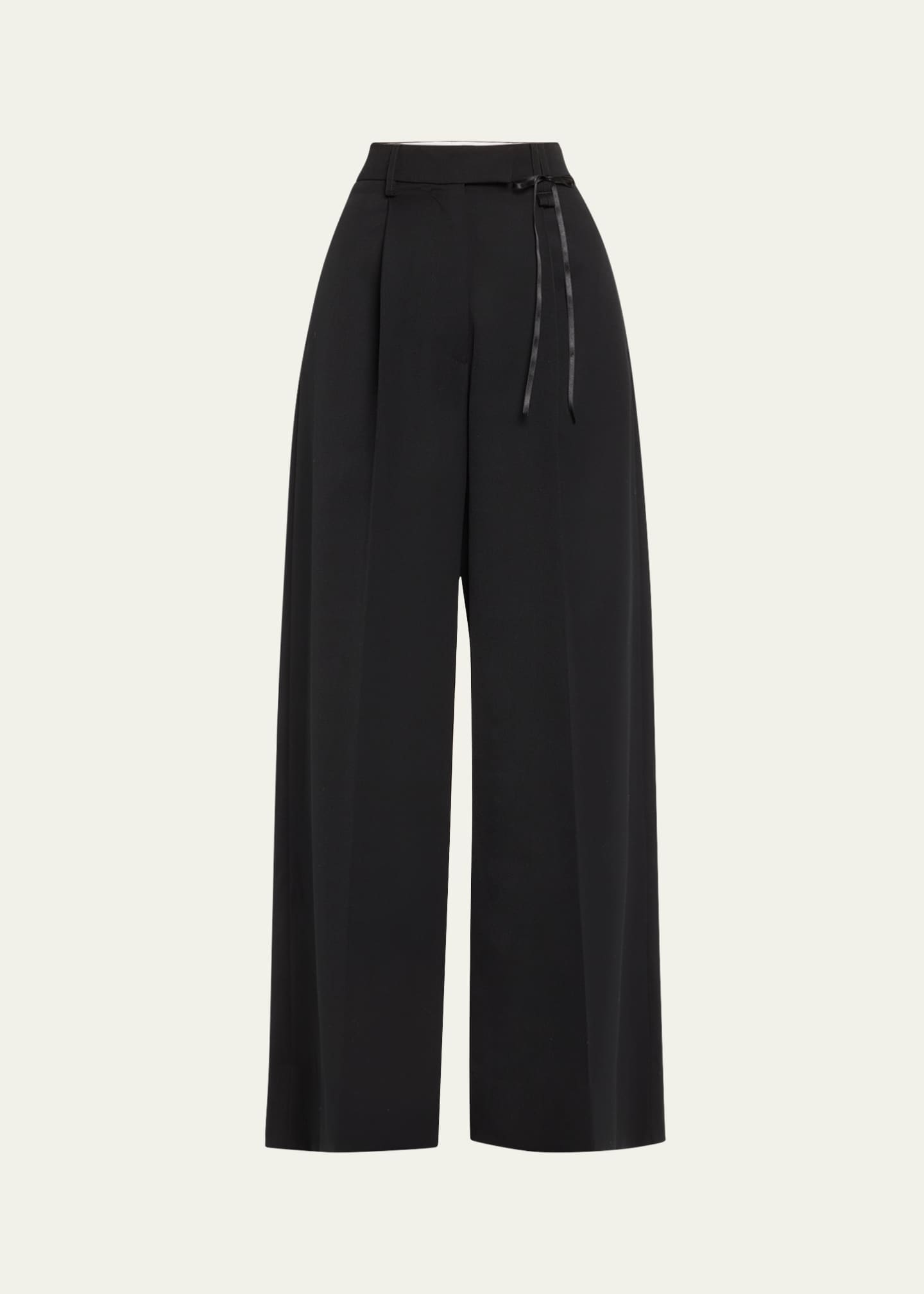 Simone Rocha Pleated Wide Leg Puddle Wool Trousers Image 1 of 5