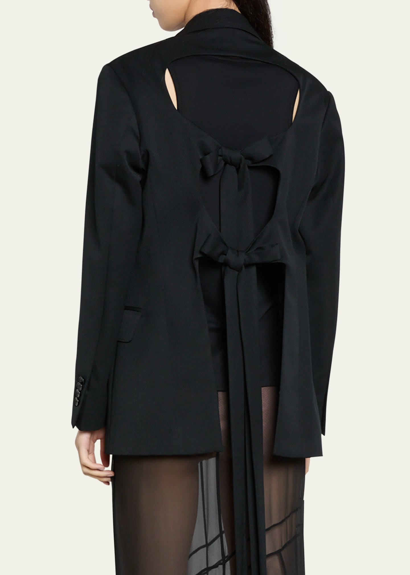 Simone Rocha Back Cut Out Bow Wool Blazer Image 3 of 5