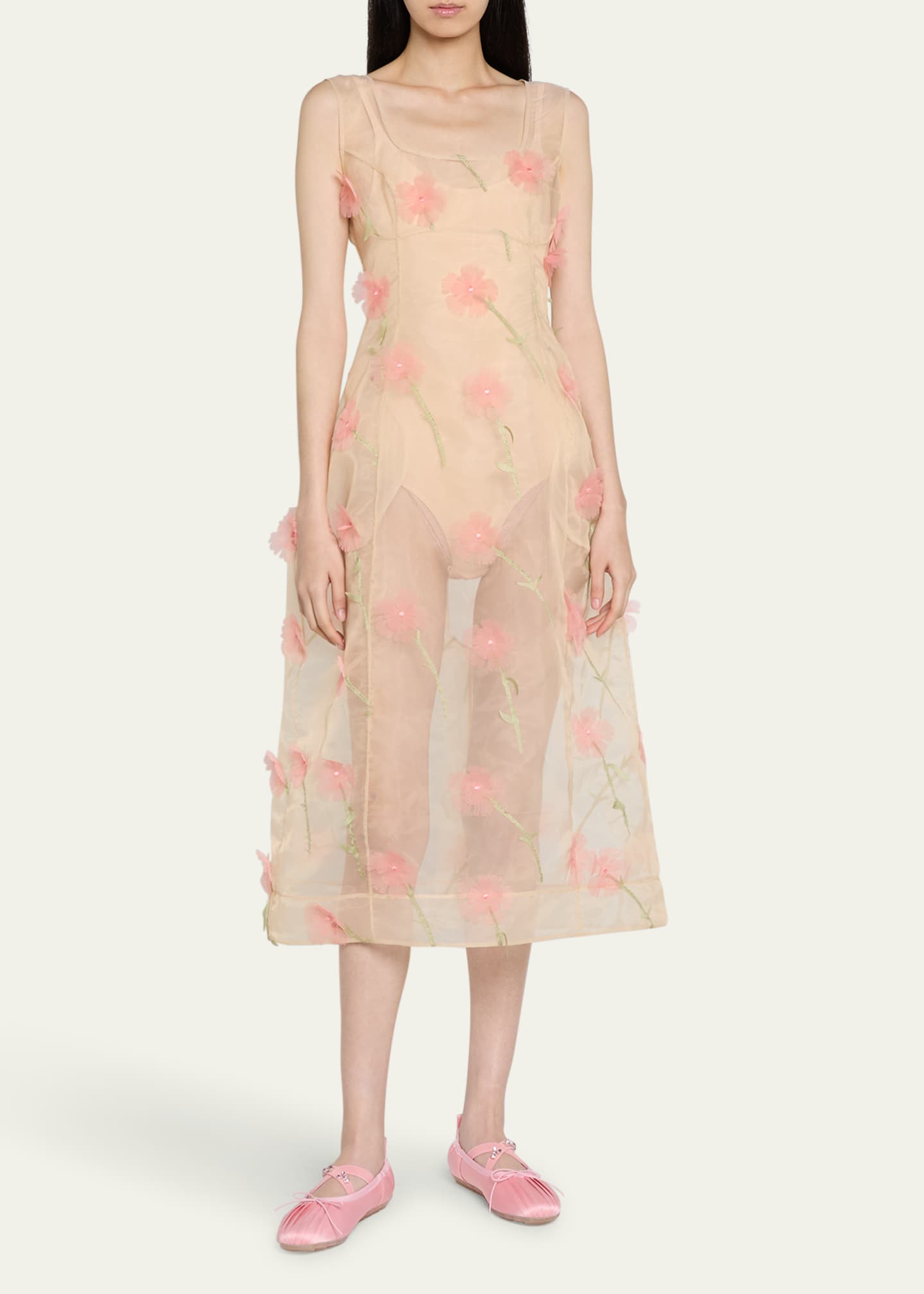 Simone Rocha Balconette Bust Sheer Midi Dress Image 2 of 5