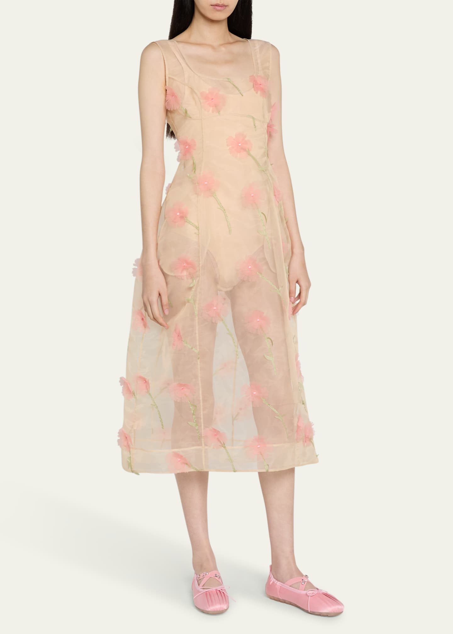 Simone Rocha Balconette Bust Sheer Midi Dress Image 4 of 5