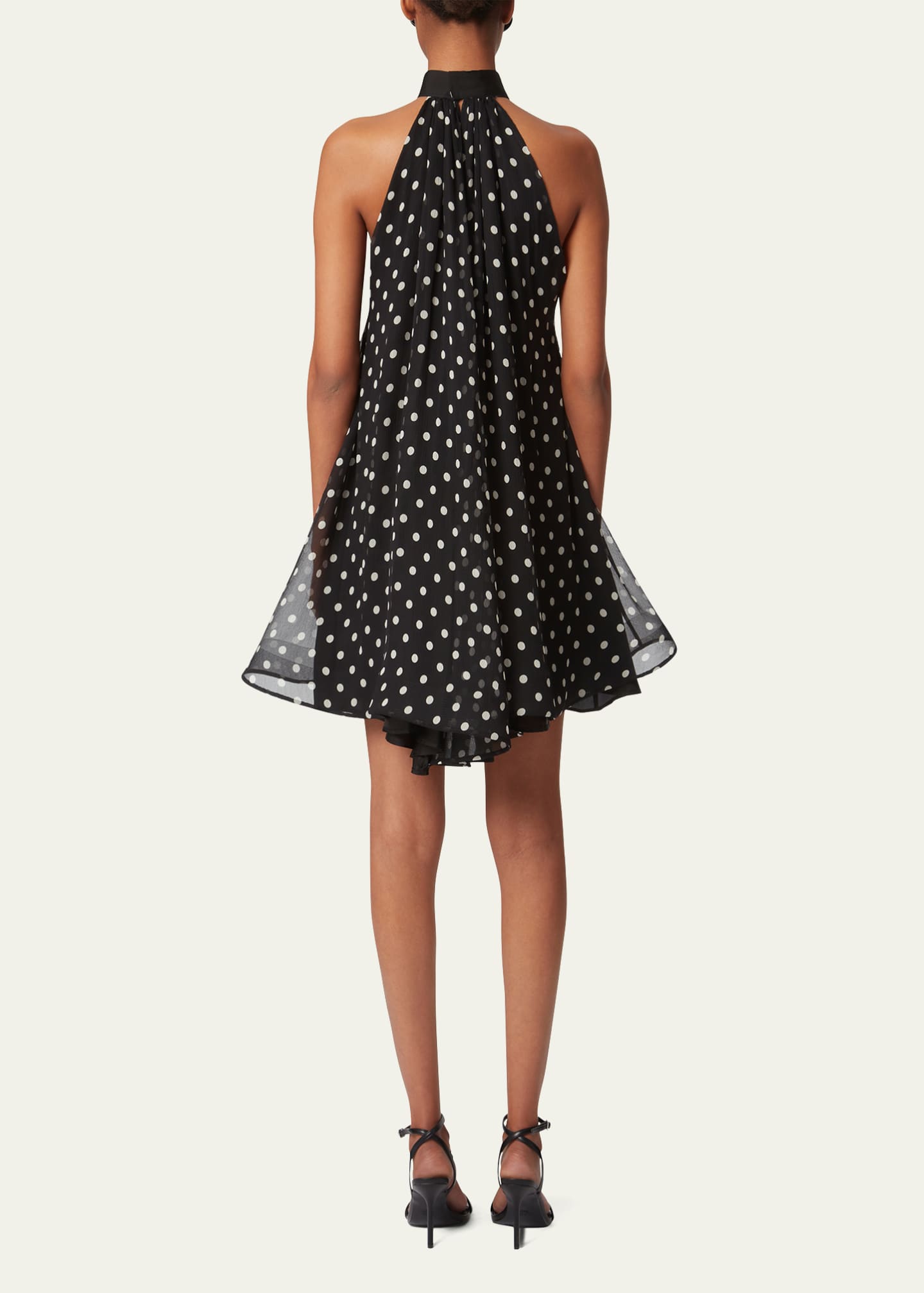 Nina Ricci Chiffon Polka Dot Halterneck Mini Dress Image 3 of 5
