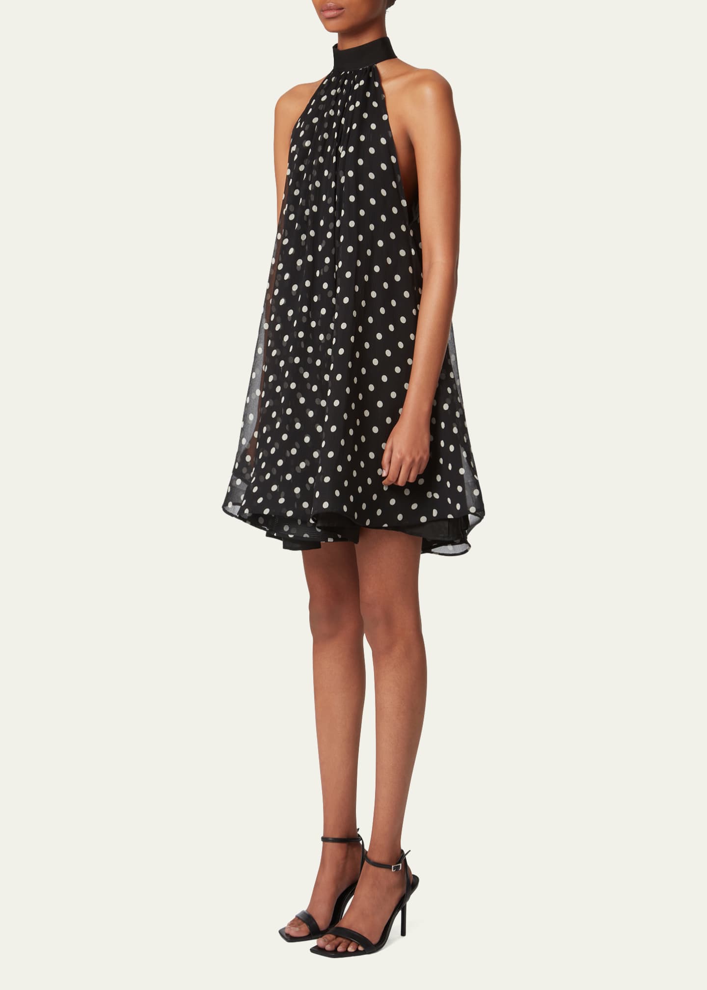 Nina Ricci Chiffon Polka Dot Halterneck Mini Dress Image 4 of 5