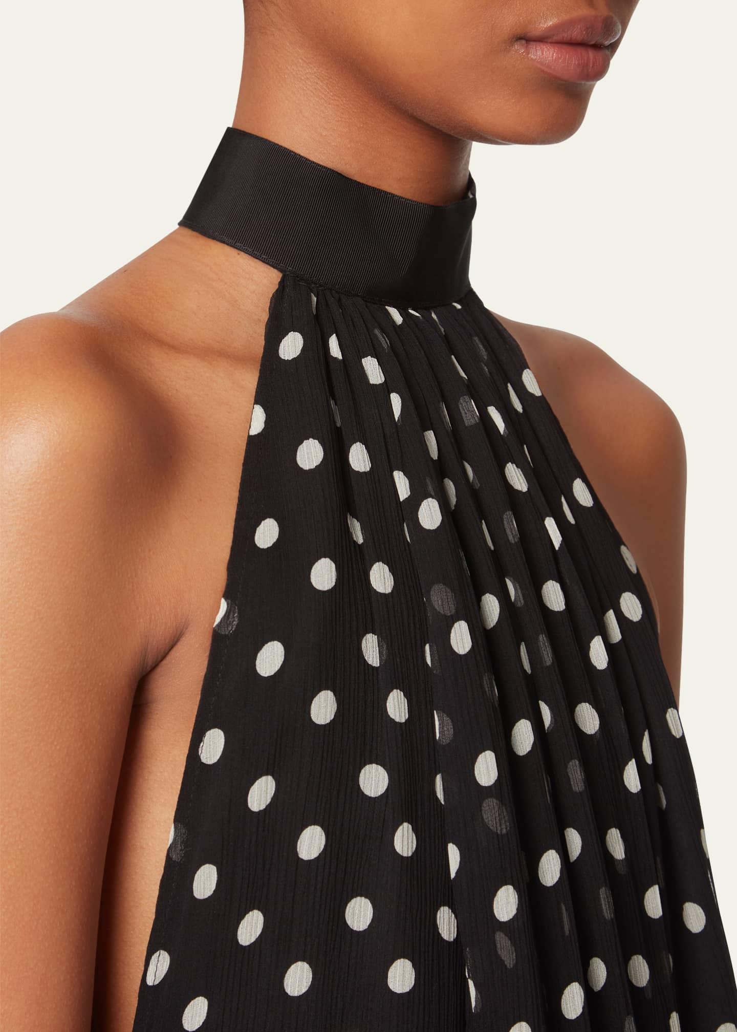Nina Ricci Chiffon Polka Dot Halterneck Mini Dress Image 5 of 5