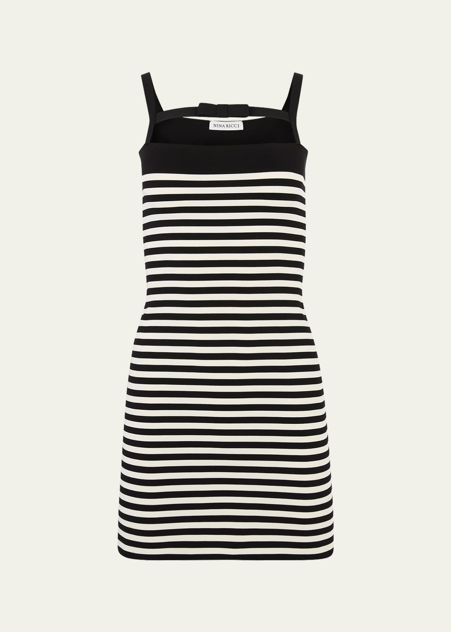 Nina Ricci Stripe Knit Cutout Bow Mini Dress Image 1 of 5