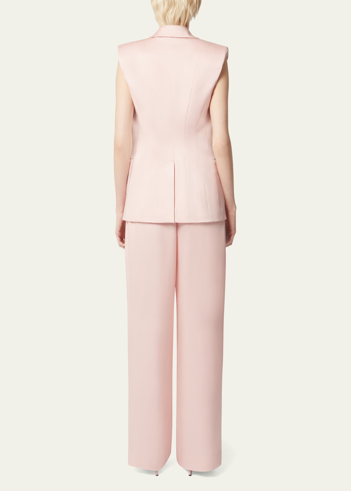 Nina Ricci Satin Double-Breasted Blazer Vest Image 3 of 5
