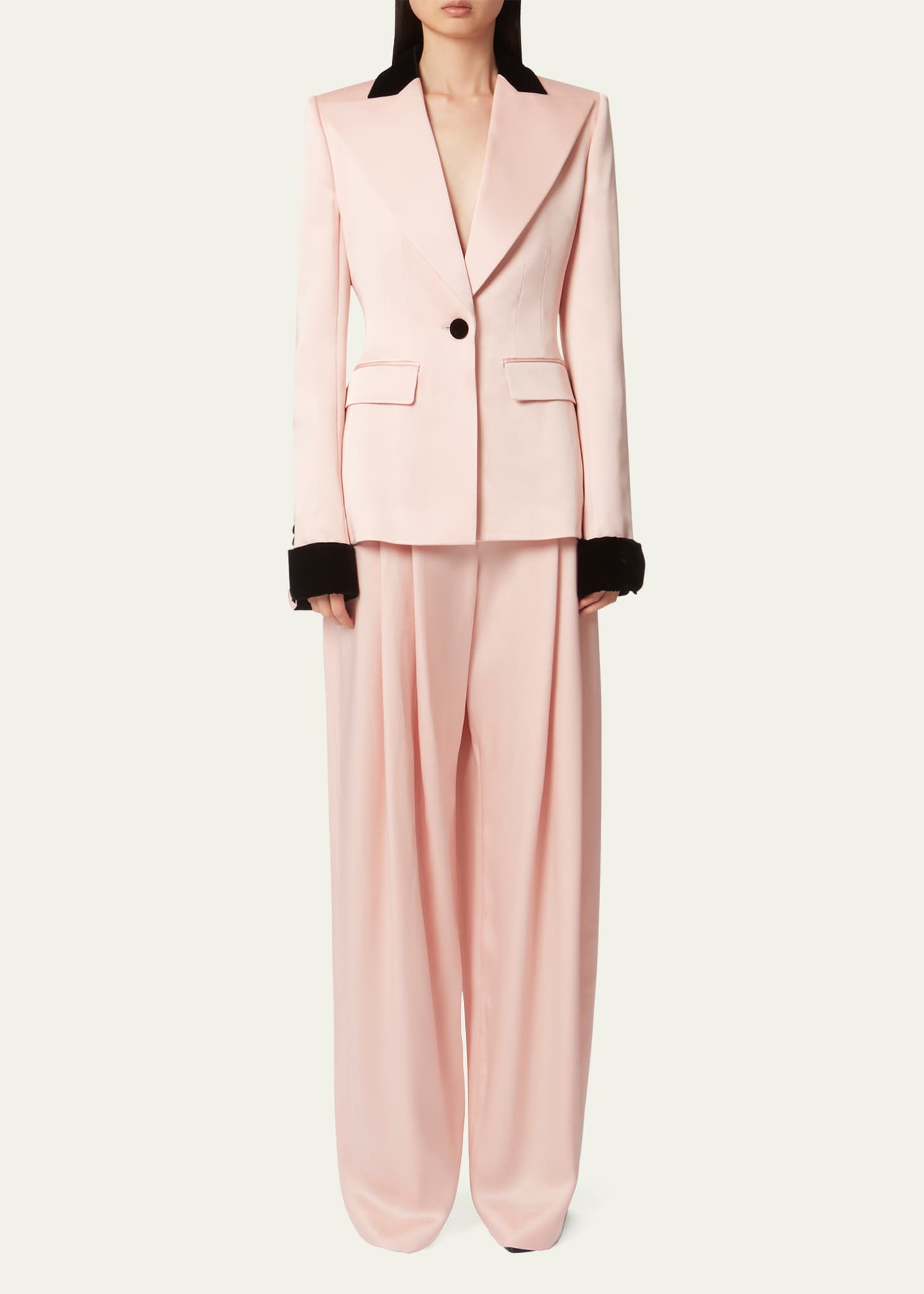 Nina Ricci Pleated Straight Leg Trousers, Blush Image 2 of 5