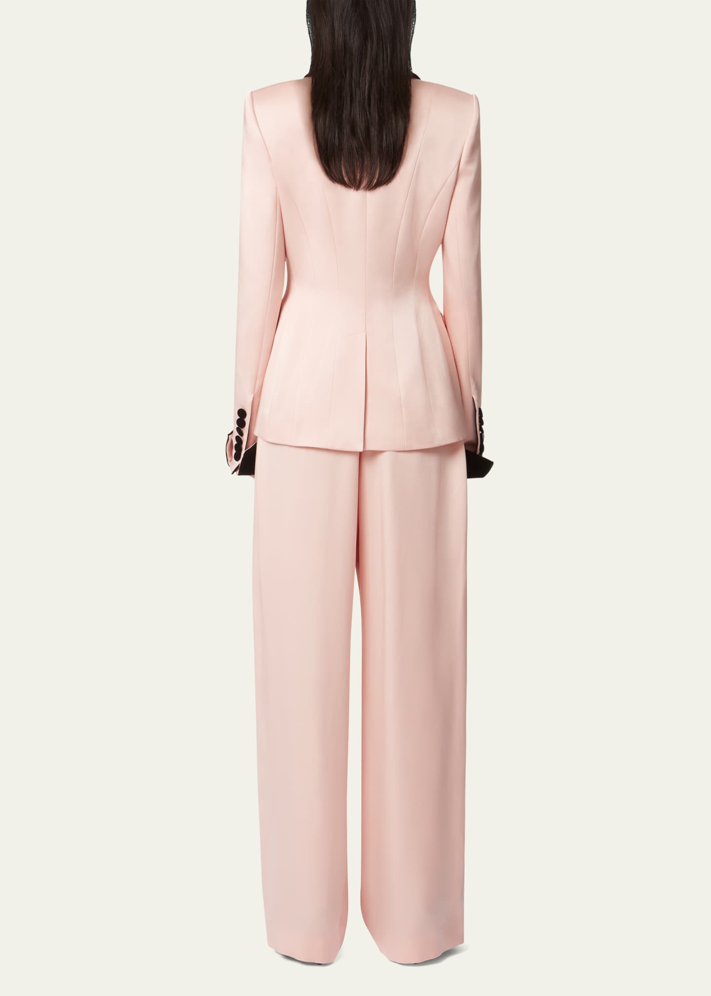 Nina Ricci Pleated Straight Leg Trousers, Blush Image 3 of 5
