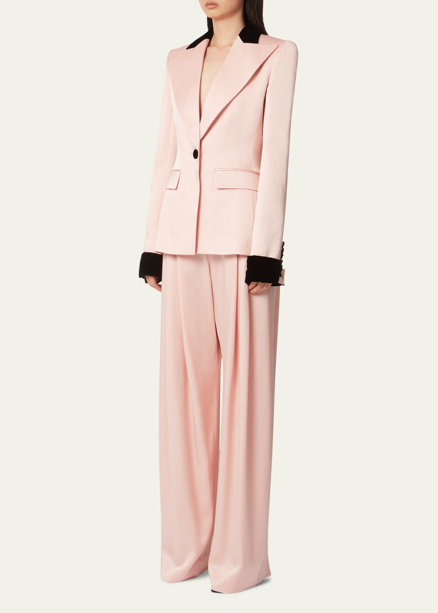 Nina Ricci Pleated Straight Leg Trousers, Blush Image 4 of 5