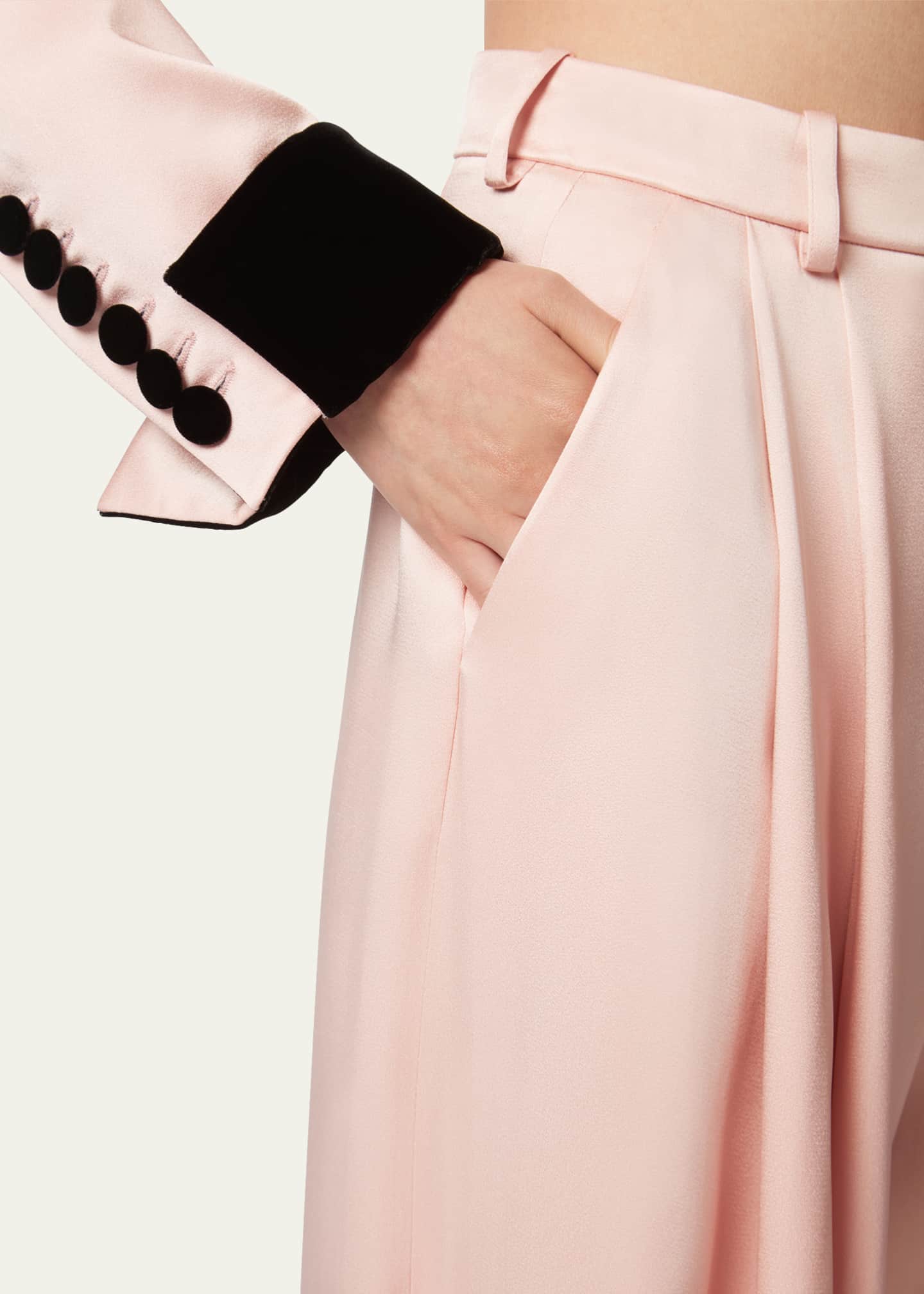 Nina Ricci Pleated Straight Leg Trousers, Blush Image 5 of 5
