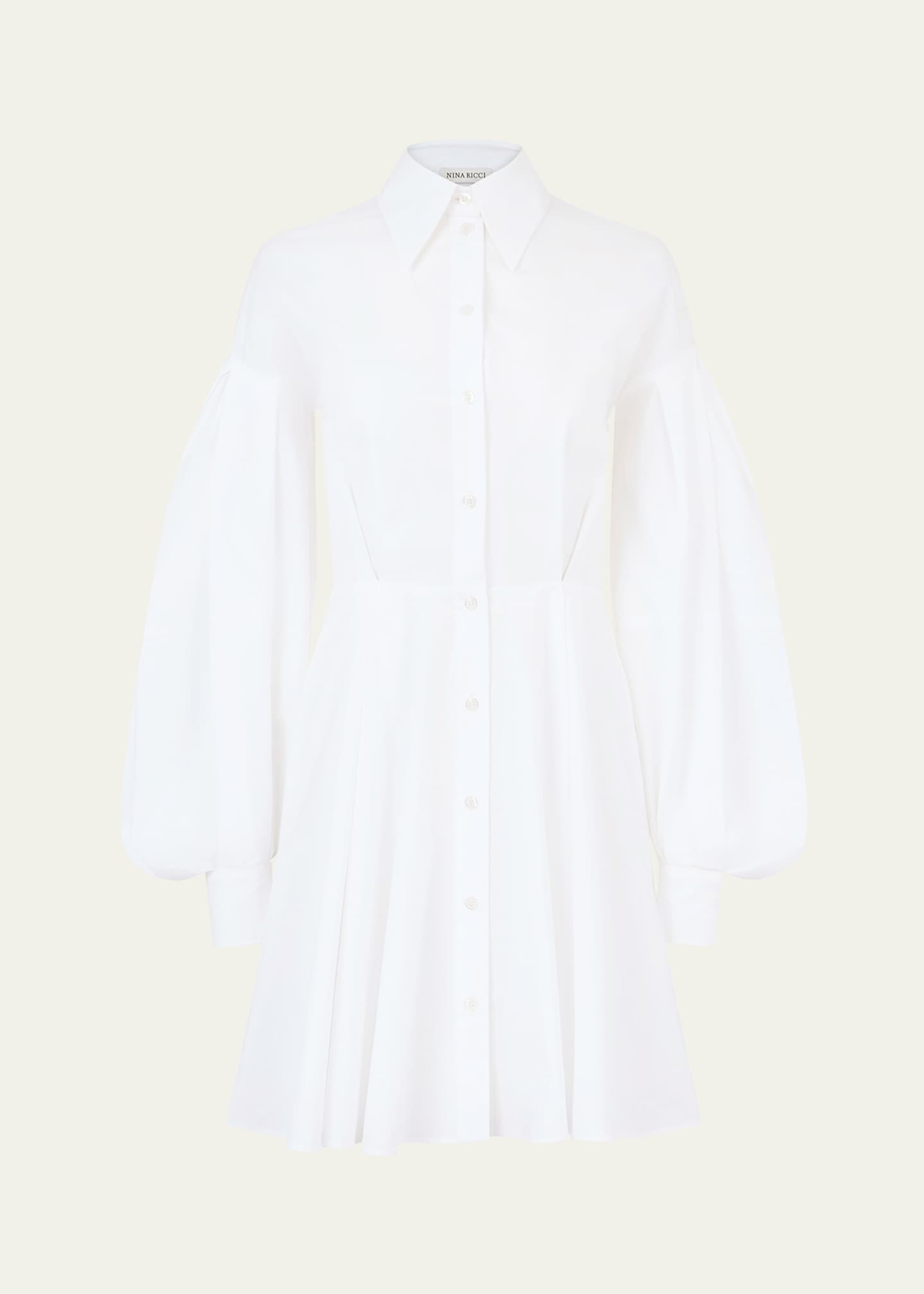 Nina Ricci Cocoon Sleeve Poplin Mini Dress Image 1 of 5