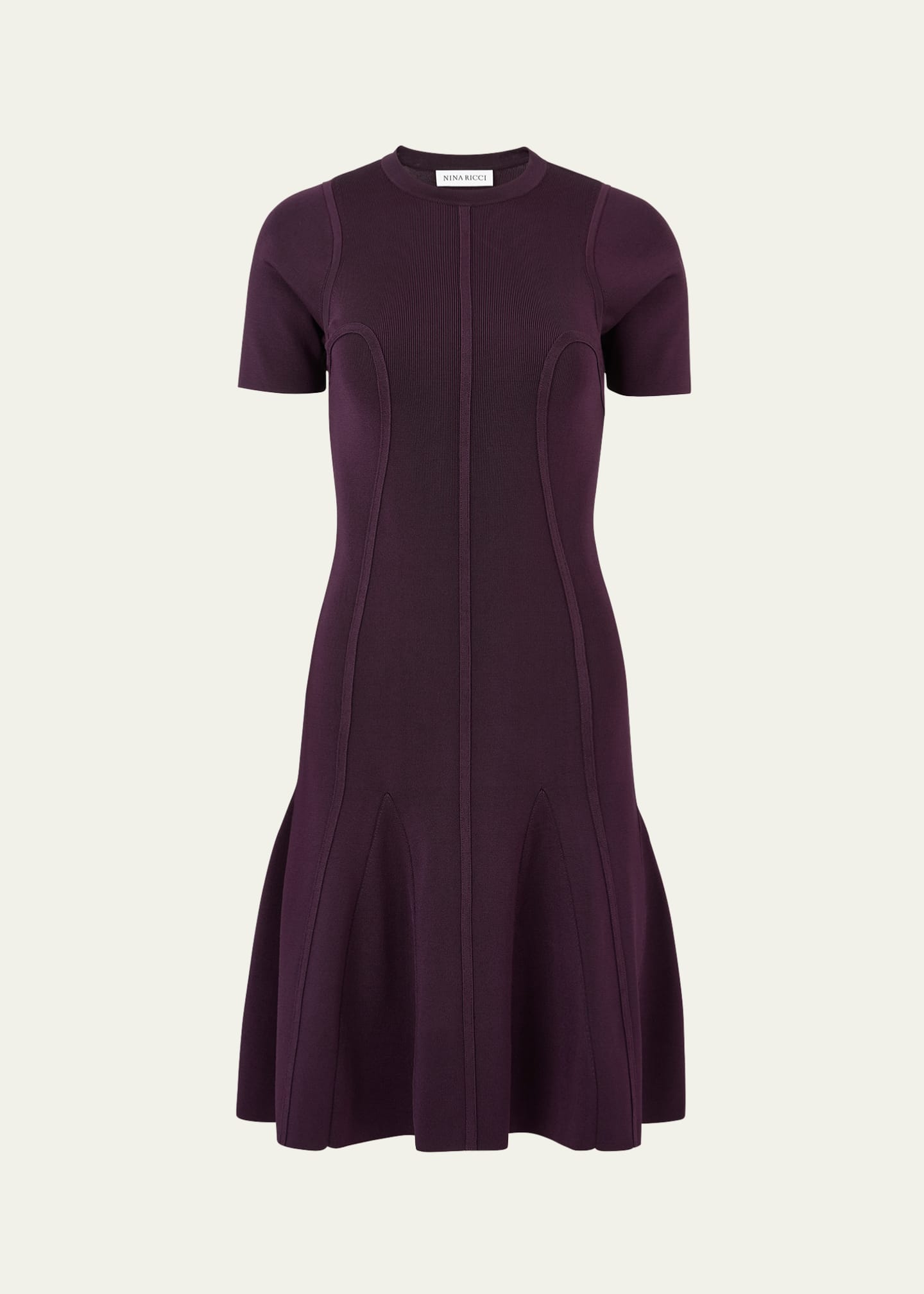 Nina Ricci Corset Round Collar Peplum Mini Dress Image 1 of 5