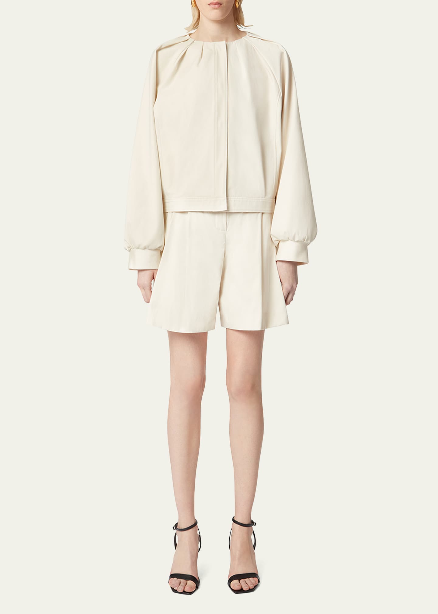 Nina Ricci Cropped Canvas Bomber Jacket Image 2 of 5