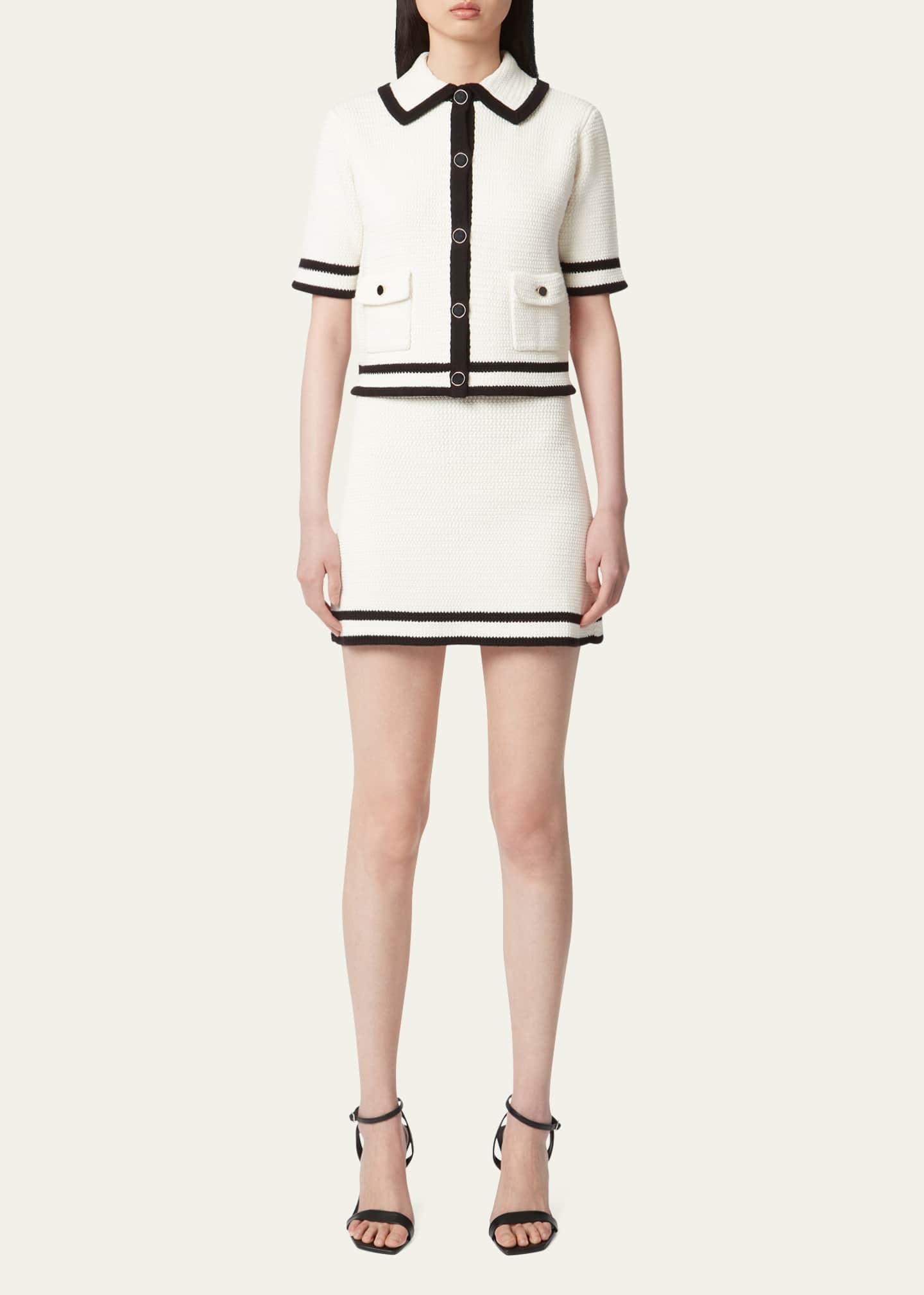 Nina Ricci Tweed Short Sleeve Cardigan Image 2 of 5