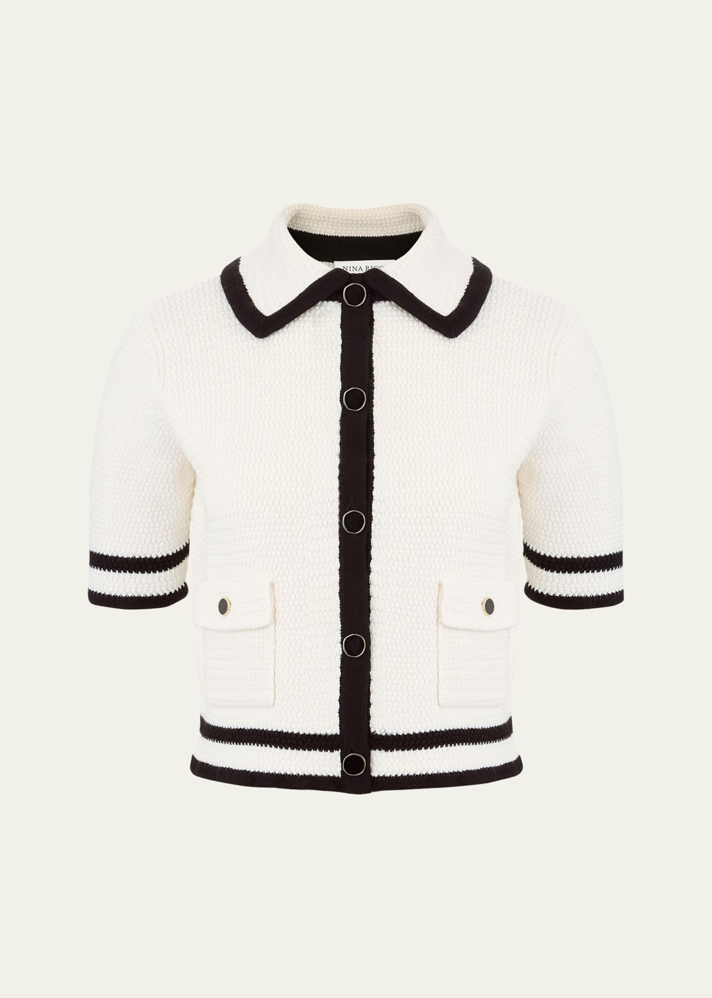 Nina Ricci Tweed Short Sleeve Cardigan Image 1 of 5