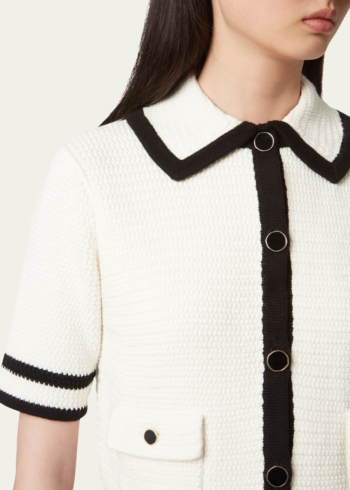 Nina Ricci Tweed Short Sleeve Cardigan Image 5 of 5