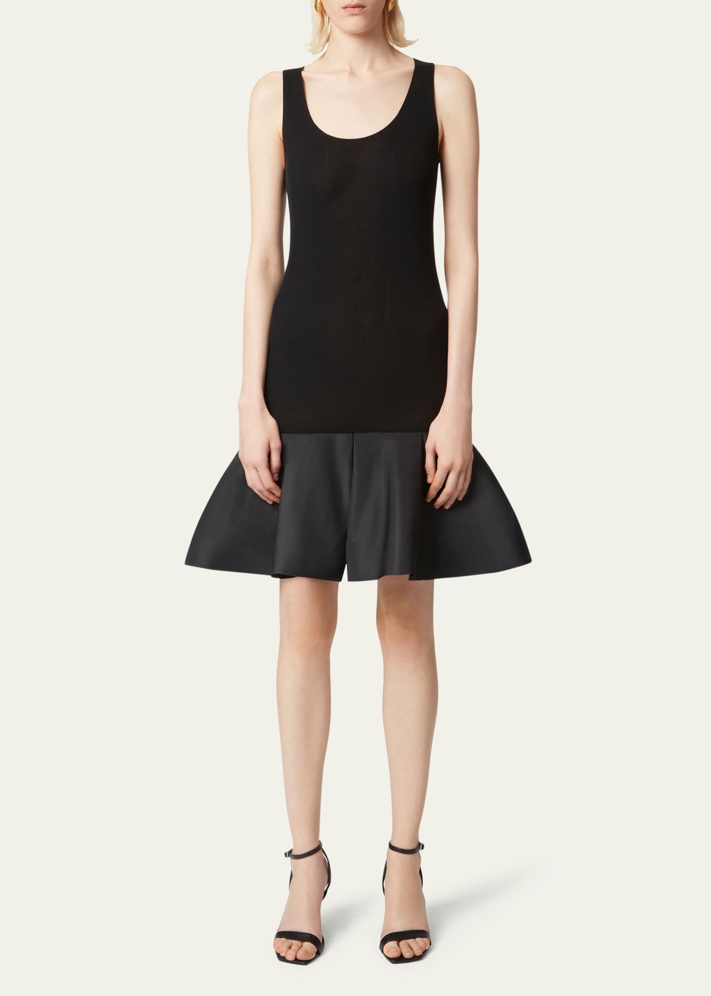 Nina Ricci Taffeta Peplum Knit Dress Image 2 of 5