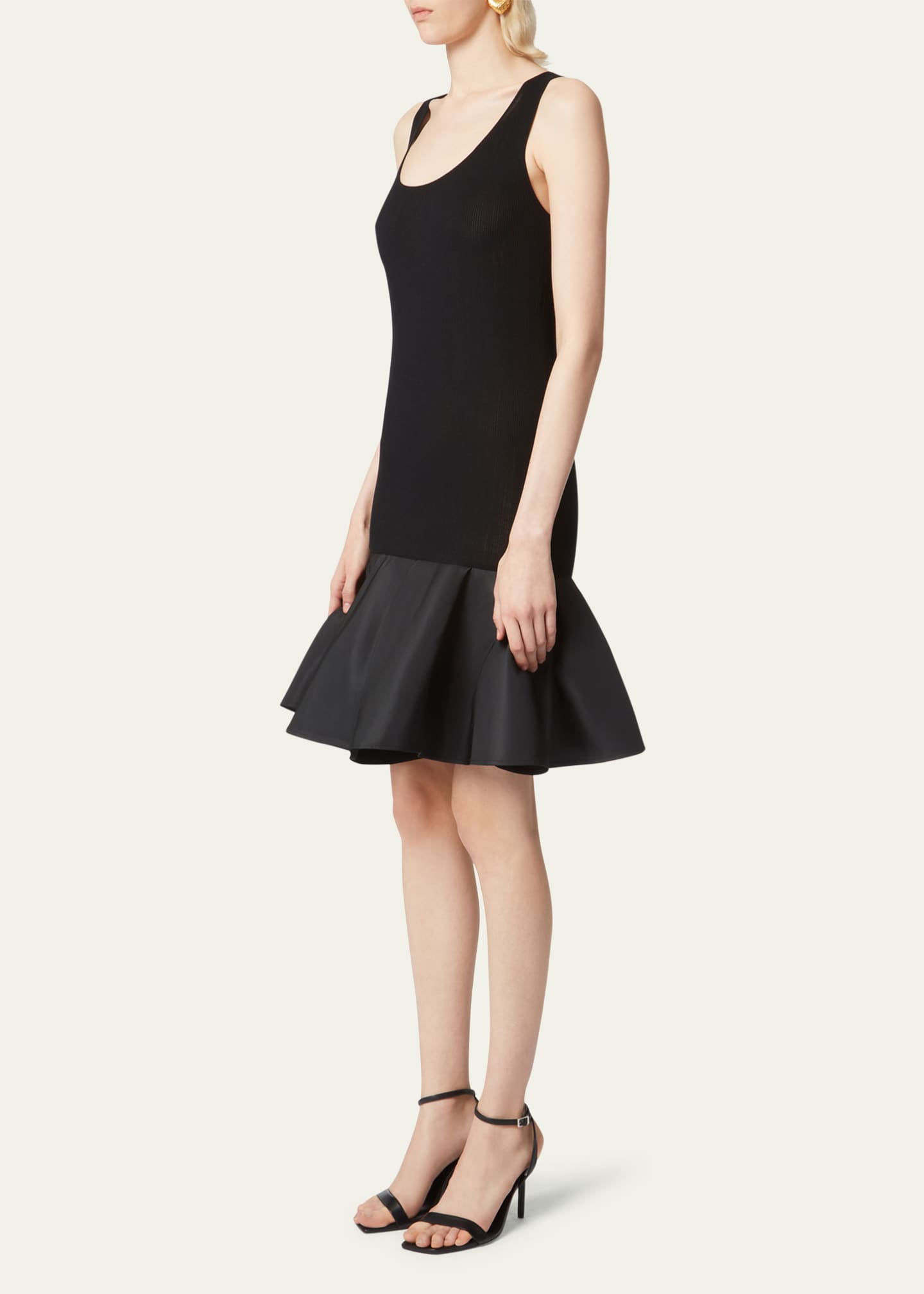 Nina Ricci Taffeta Peplum Knit Dress Image 4 of 5