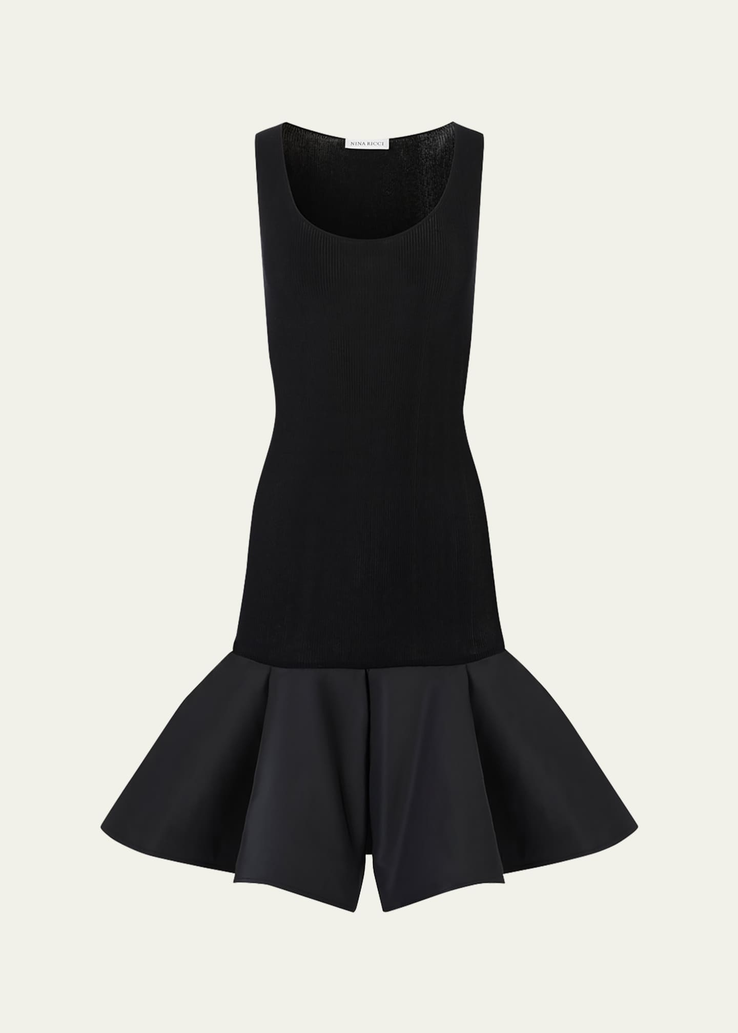Nina Ricci Taffeta Peplum Knit Dress Image 1 of 5