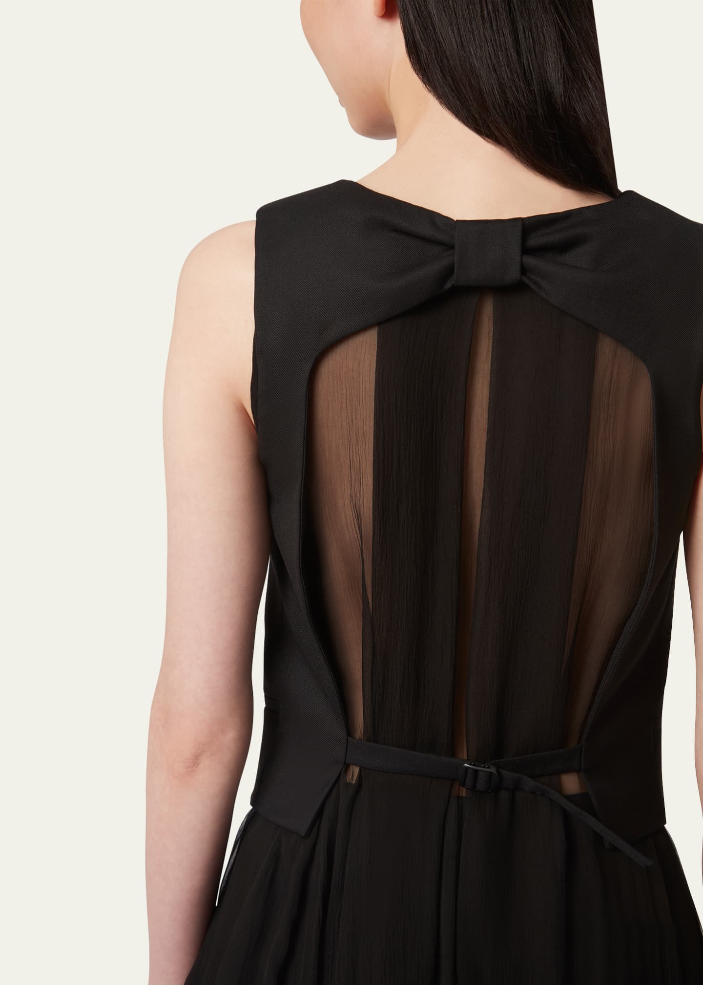 Nina Ricci Long Chiffon Train Bow Wool Vest Image 5 of 5