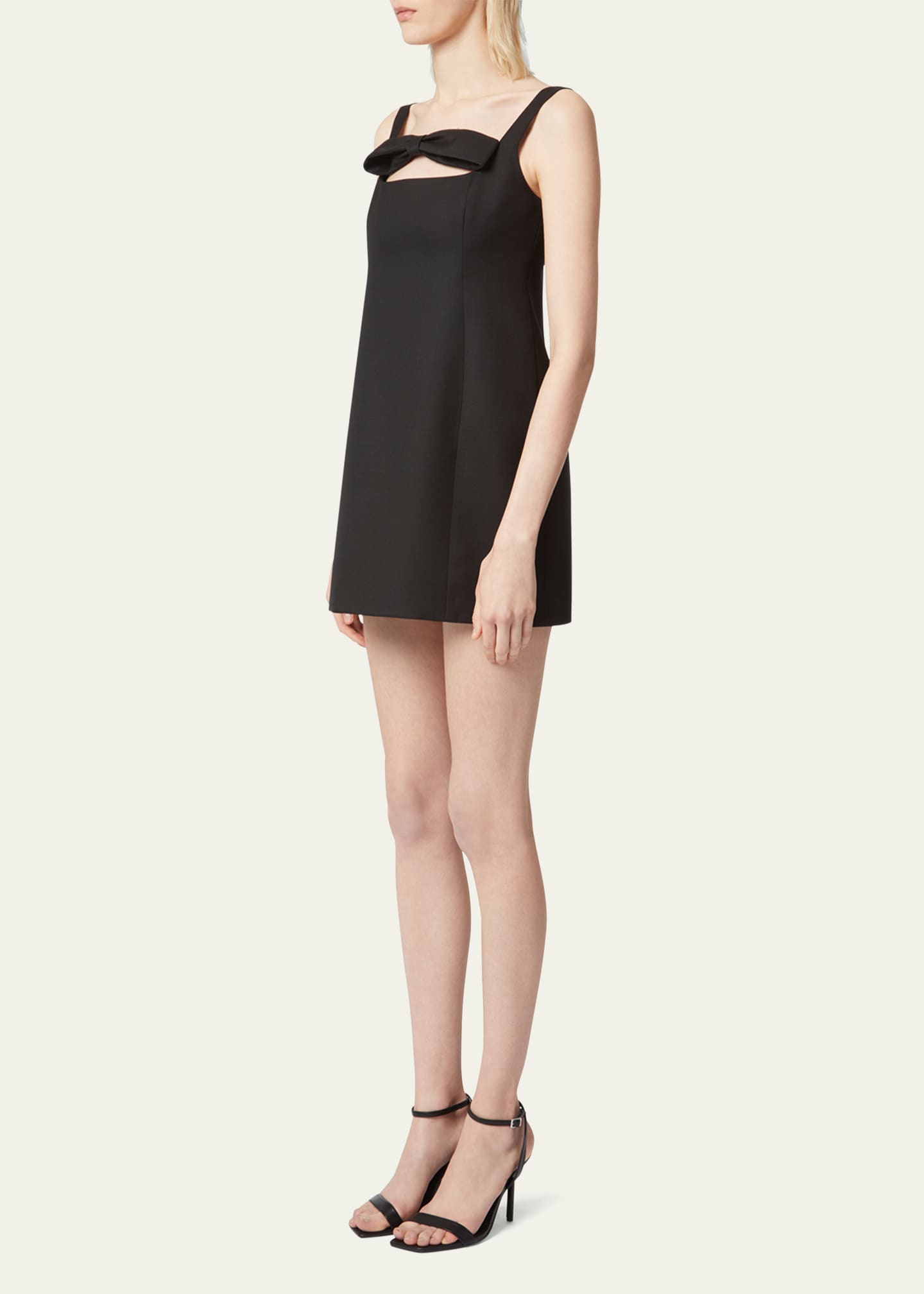Nina Ricci Square Neckline Cutout Bow Wool Mini Dress Image 4 of 5