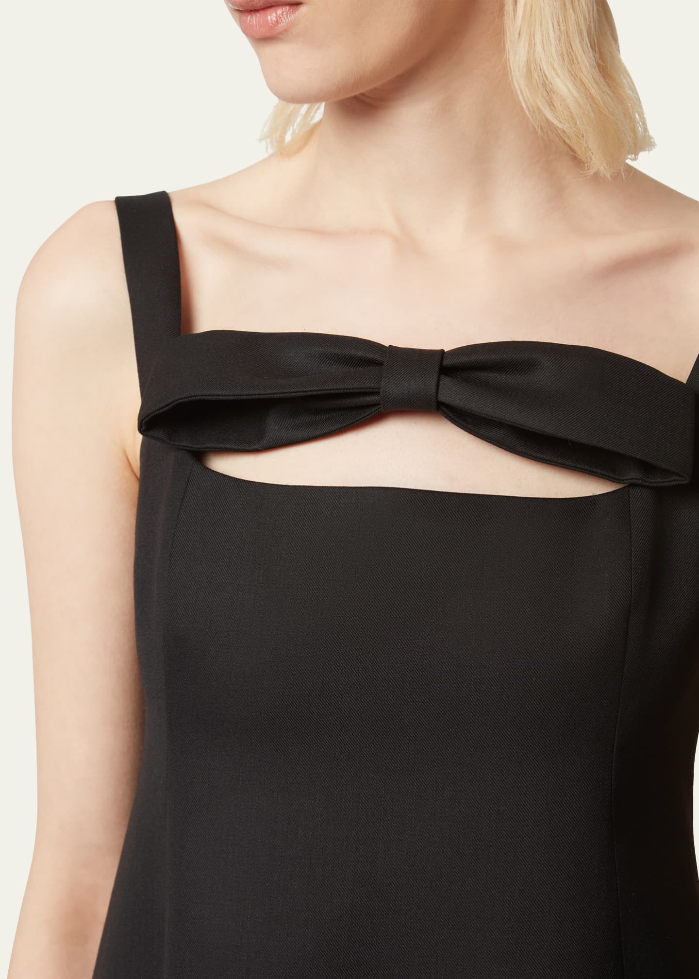 Nina Ricci Square Neckline Cutout Bow Wool Mini Dress Image 5 of 5