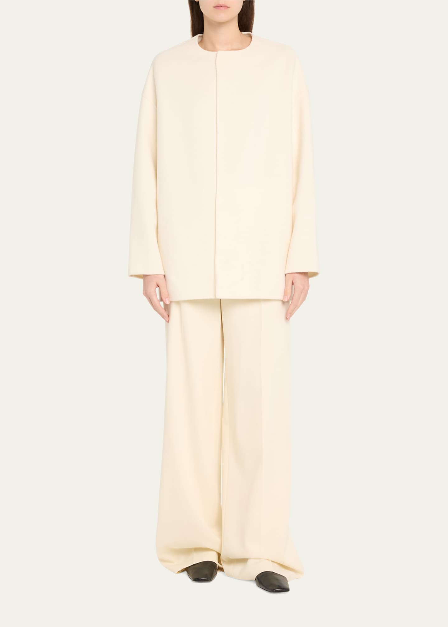 Loulou Studio Gio Short Wool-Cashmere Coat Image 2 of 5