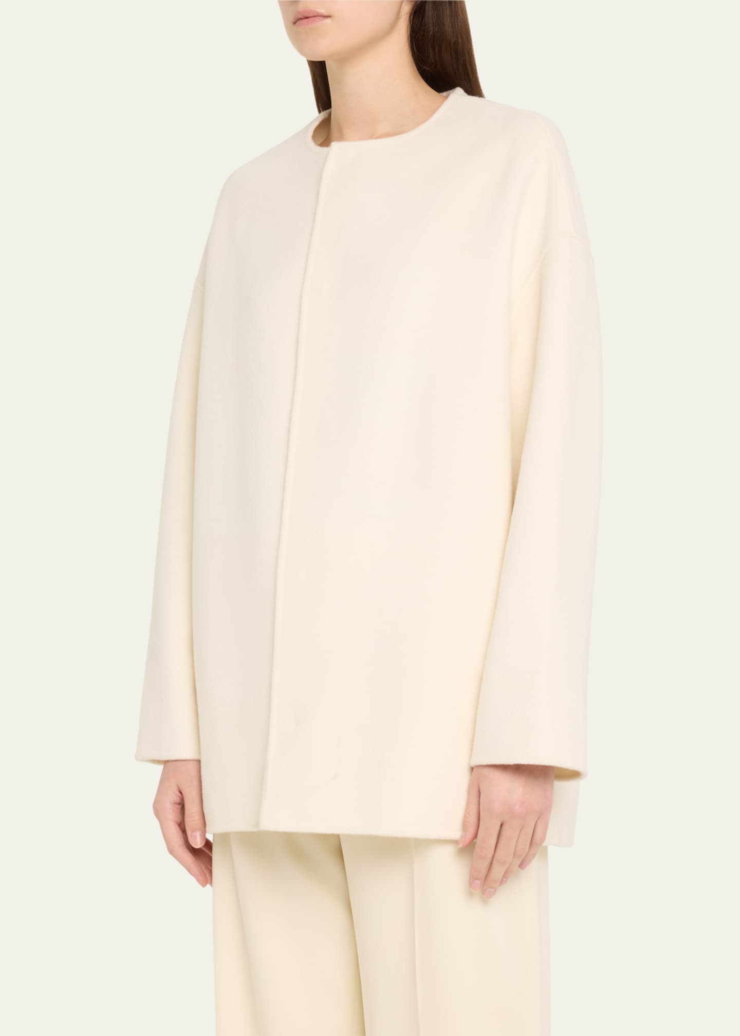 Loulou Studio Gio Short Wool-Cashmere Coat Image 4 of 5
