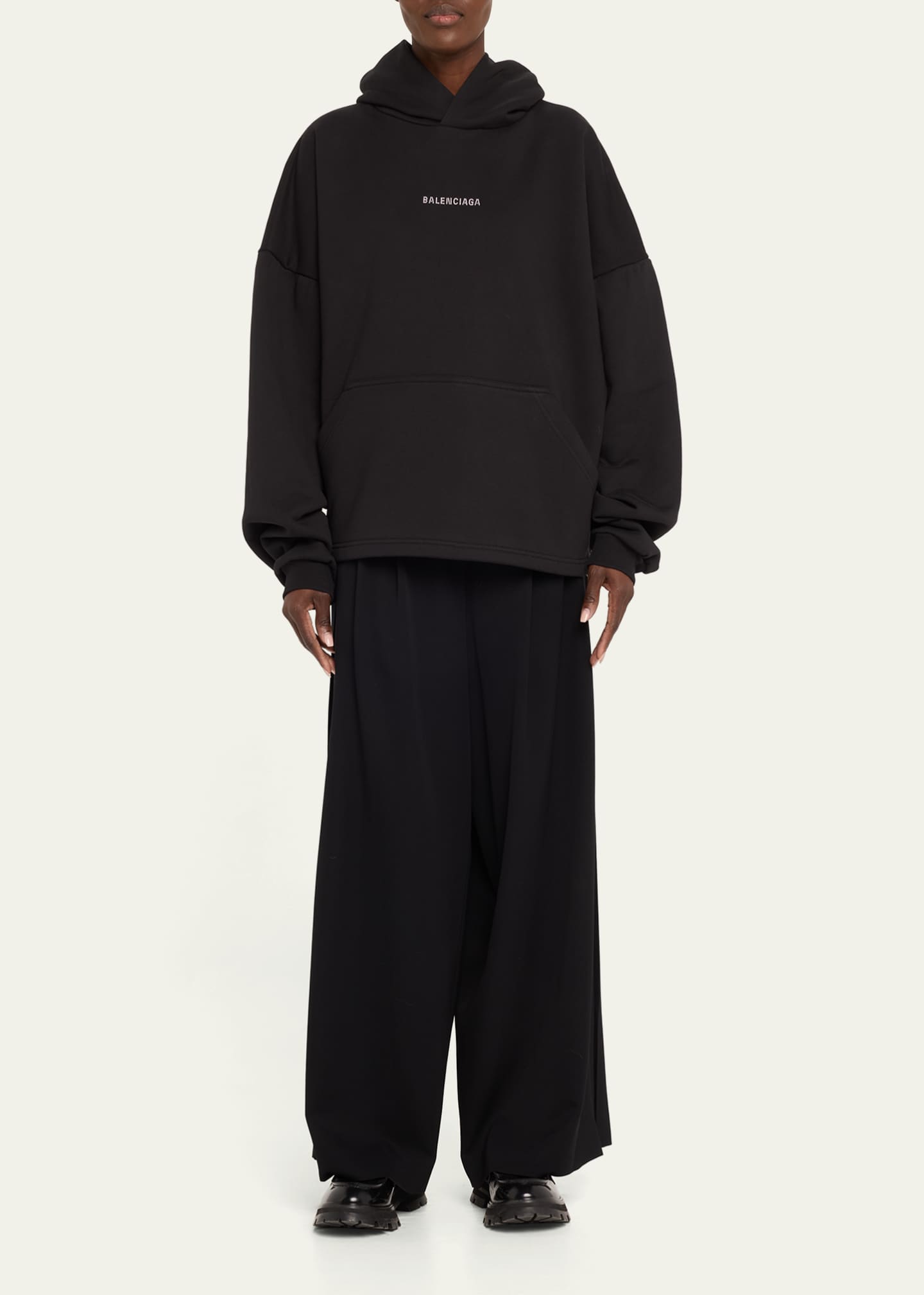 Balenciaga Logo Embellished Cropped Hoodie Image 2 of 5