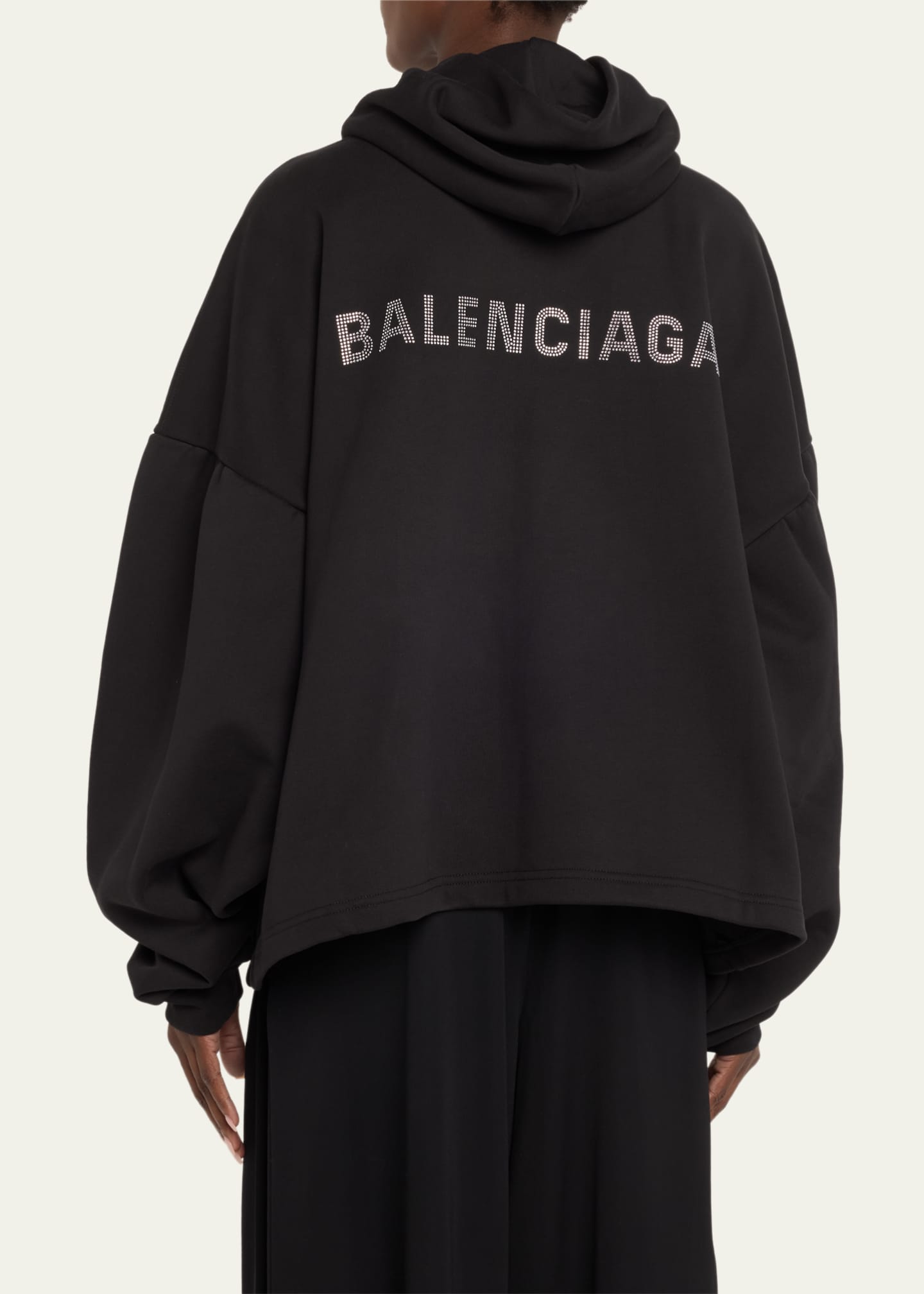 Balenciaga Logo Embellished Cropped Hoodie Image 3 of 5