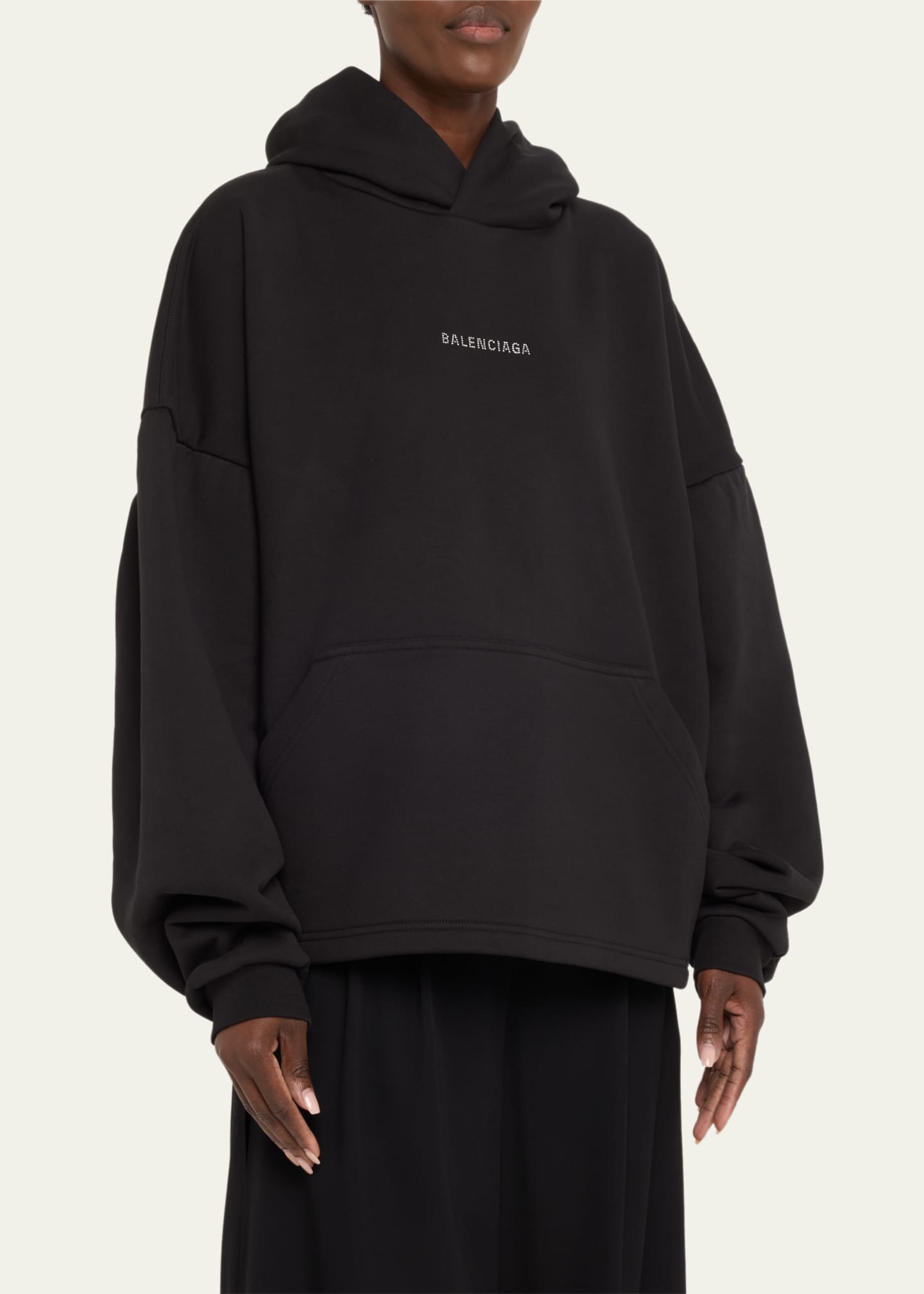 Balenciaga Logo Embellished Cropped Hoodie Image 4 of 5
