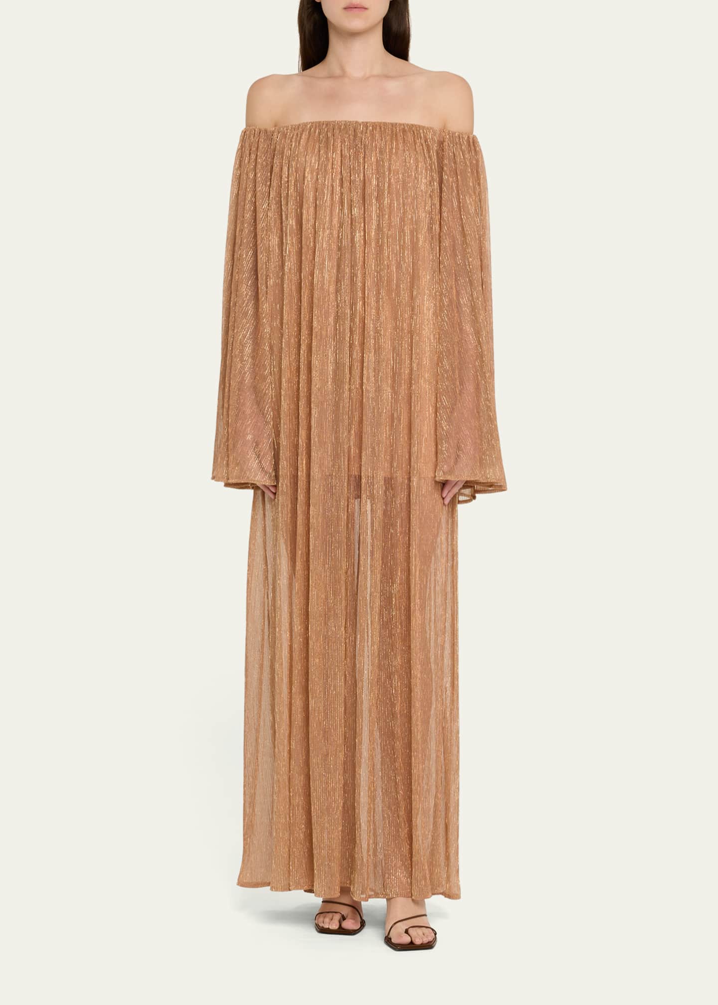 Caroline Constas Corinthia Metallic Off-Shoulder Gown Image 2 of 5