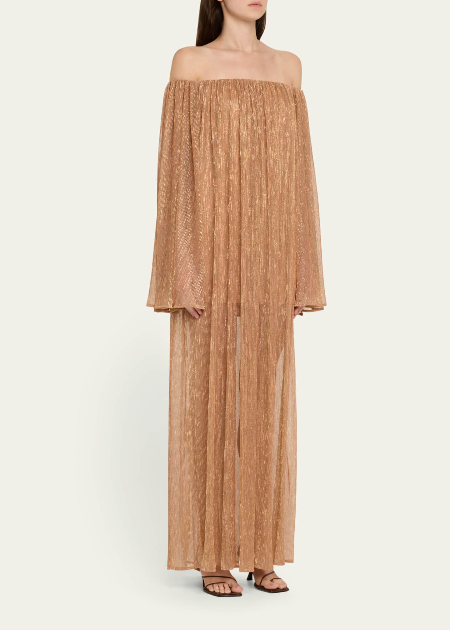 Caroline Constas Corinthia Metallic Off-Shoulder Gown Image 4 of 5