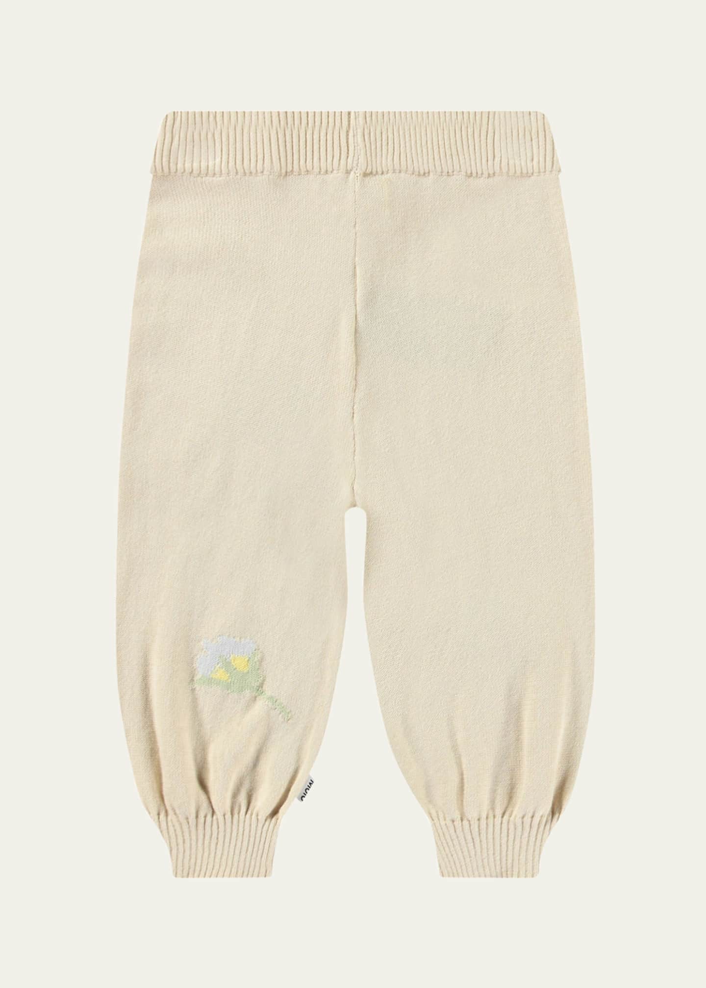 Molo Girl's Sol Knit Floral Intarsia Pants, Size 3M-2 Image 2 of 3