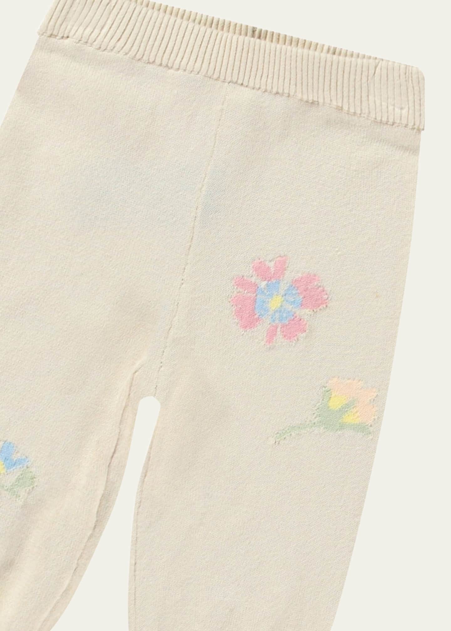 Molo Girl's Sol Knit Floral Intarsia Pants, Size 3M-2 Image 3 of 3