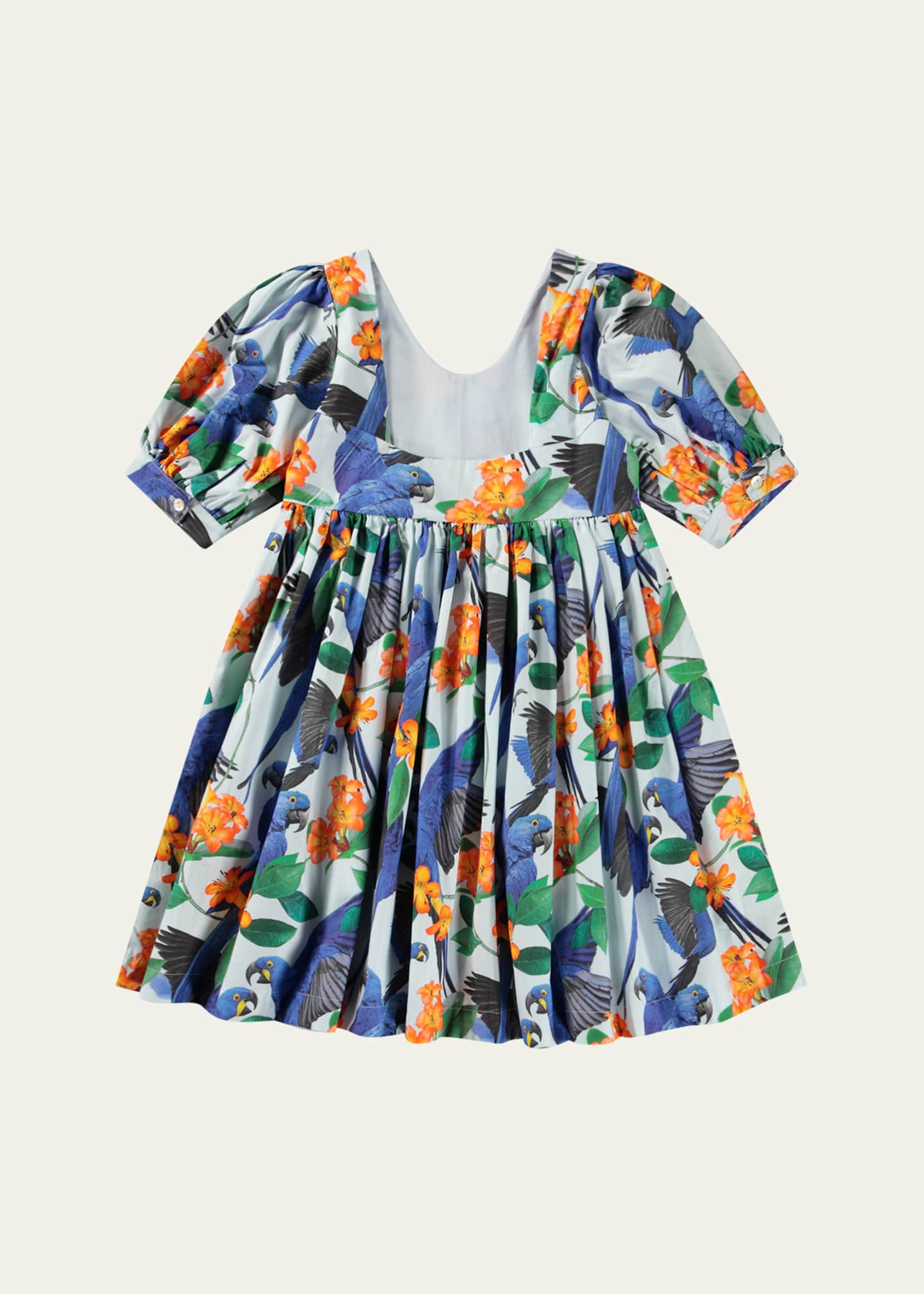 Molo Girl's Camilo Tropical-Print Dress, Size 3T-6 Image 2 of 3